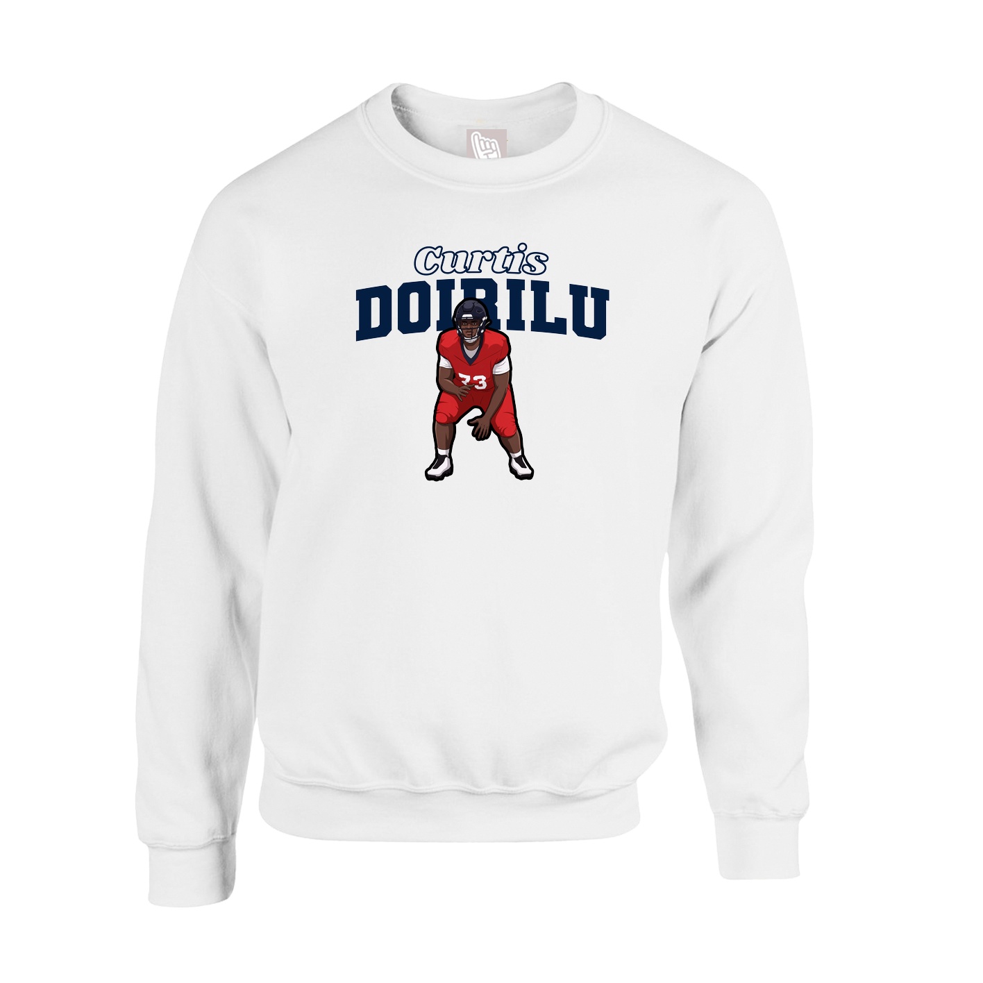 Fleece Crew — Name Arch in White