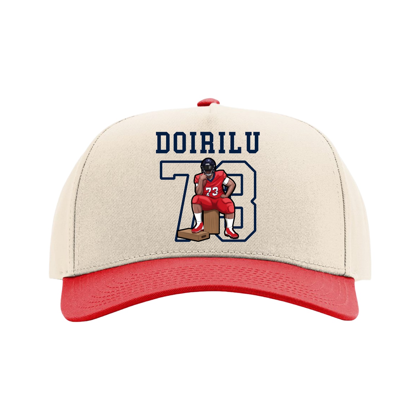 Full Fabric Five-Panel Champ Cap — Shirsey in Cream/Red