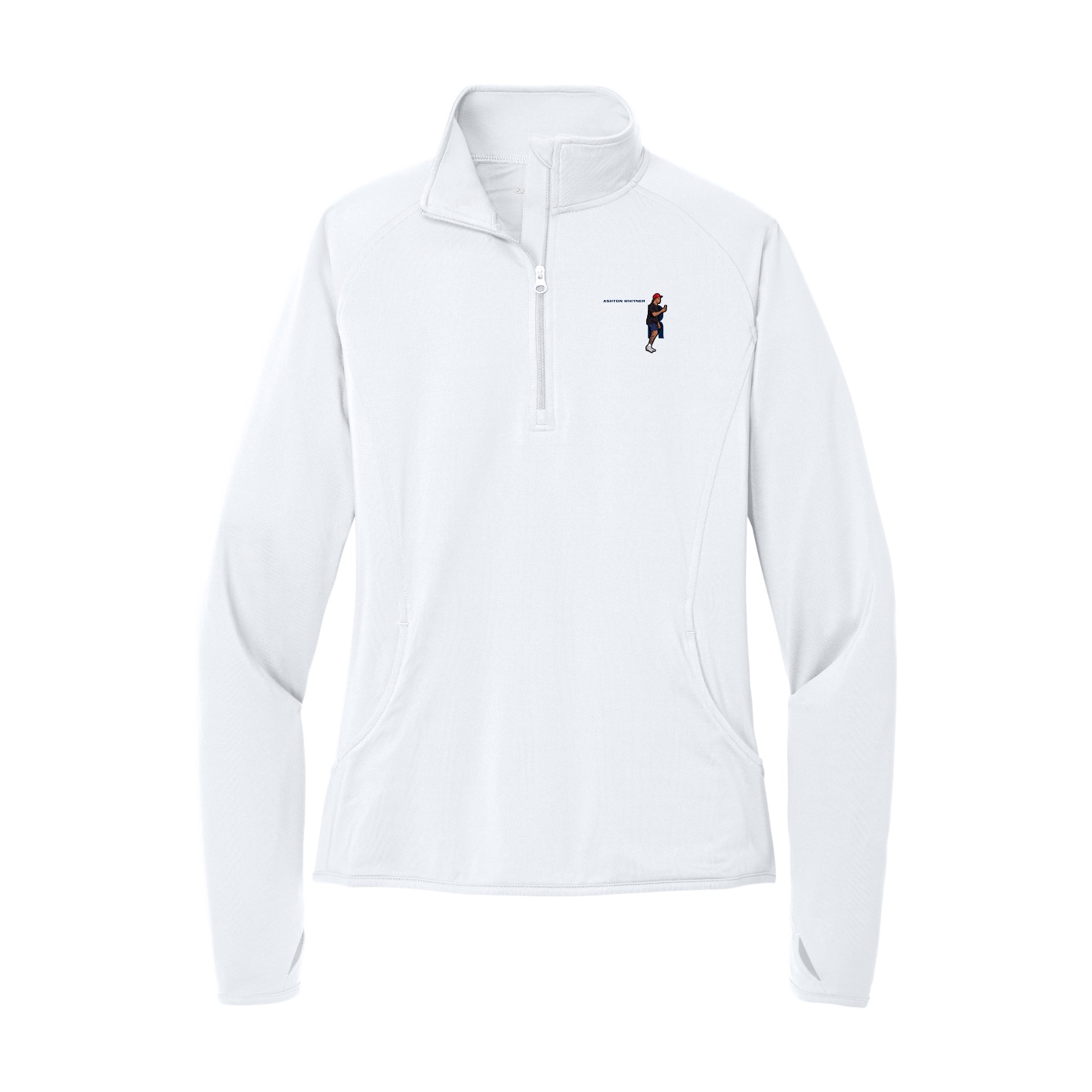 Women's Q-Zip Pullover — Player Name in White