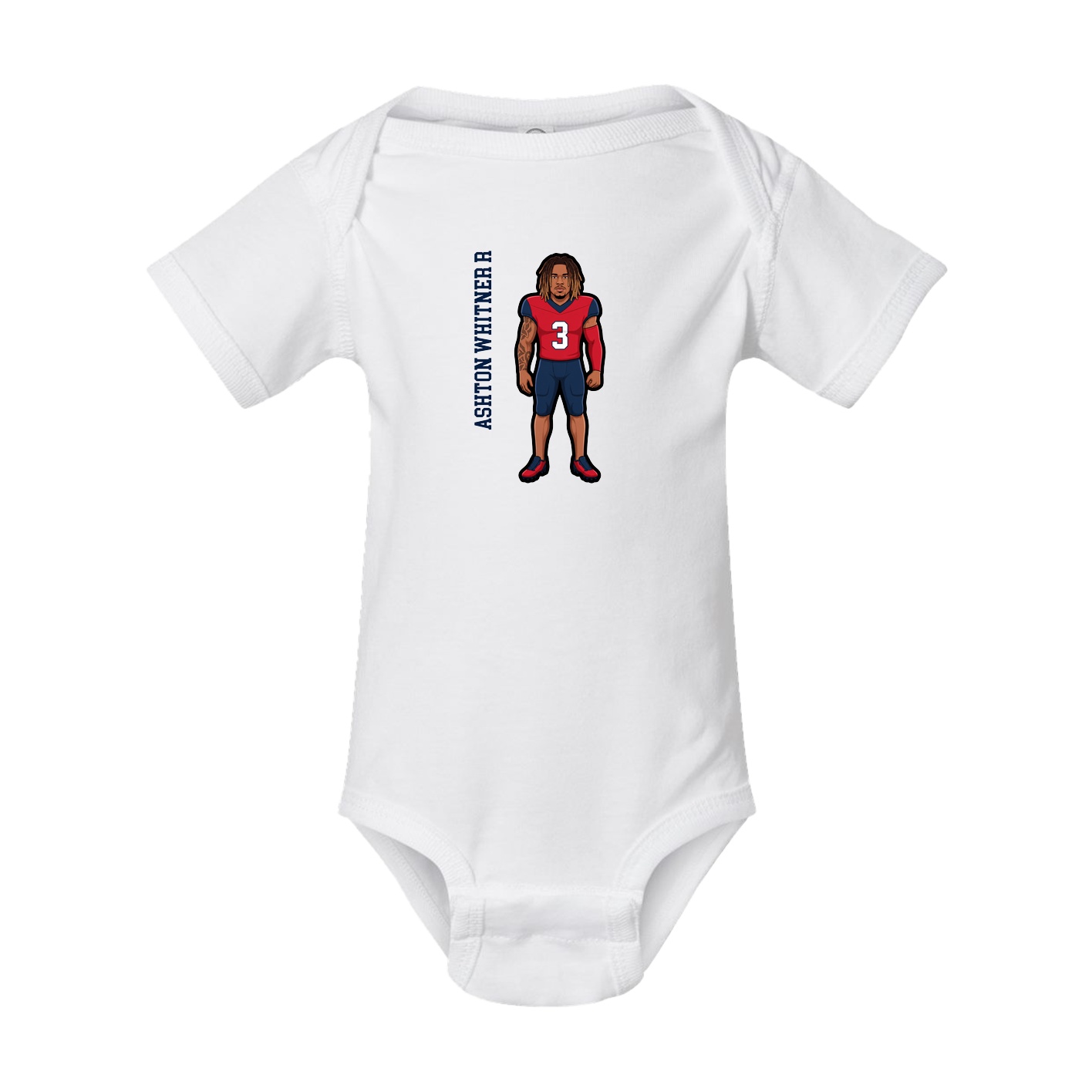 Baby Onesie — Name Vertical in White