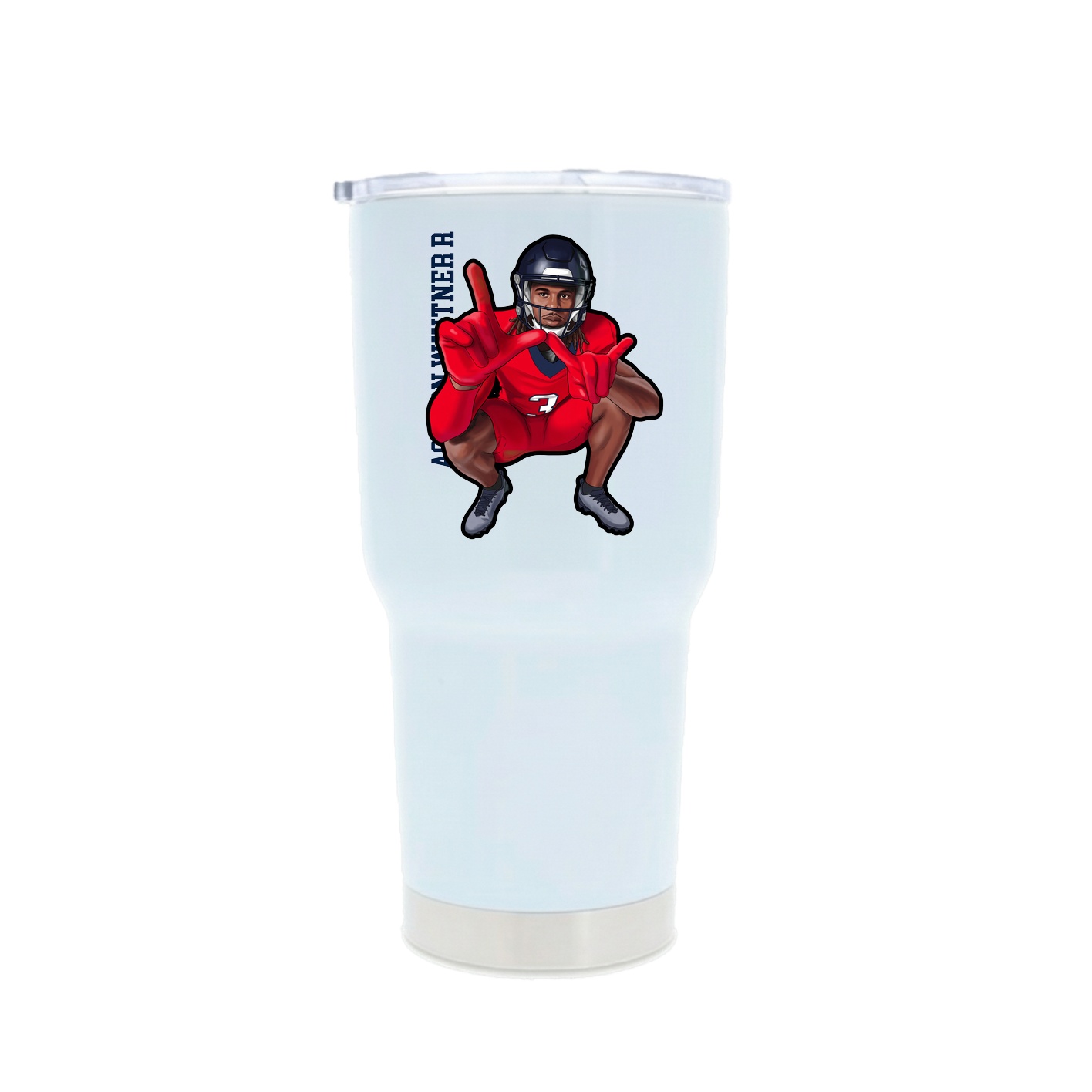 30oz Stainless Steel Tumbler — Name Vertical in White