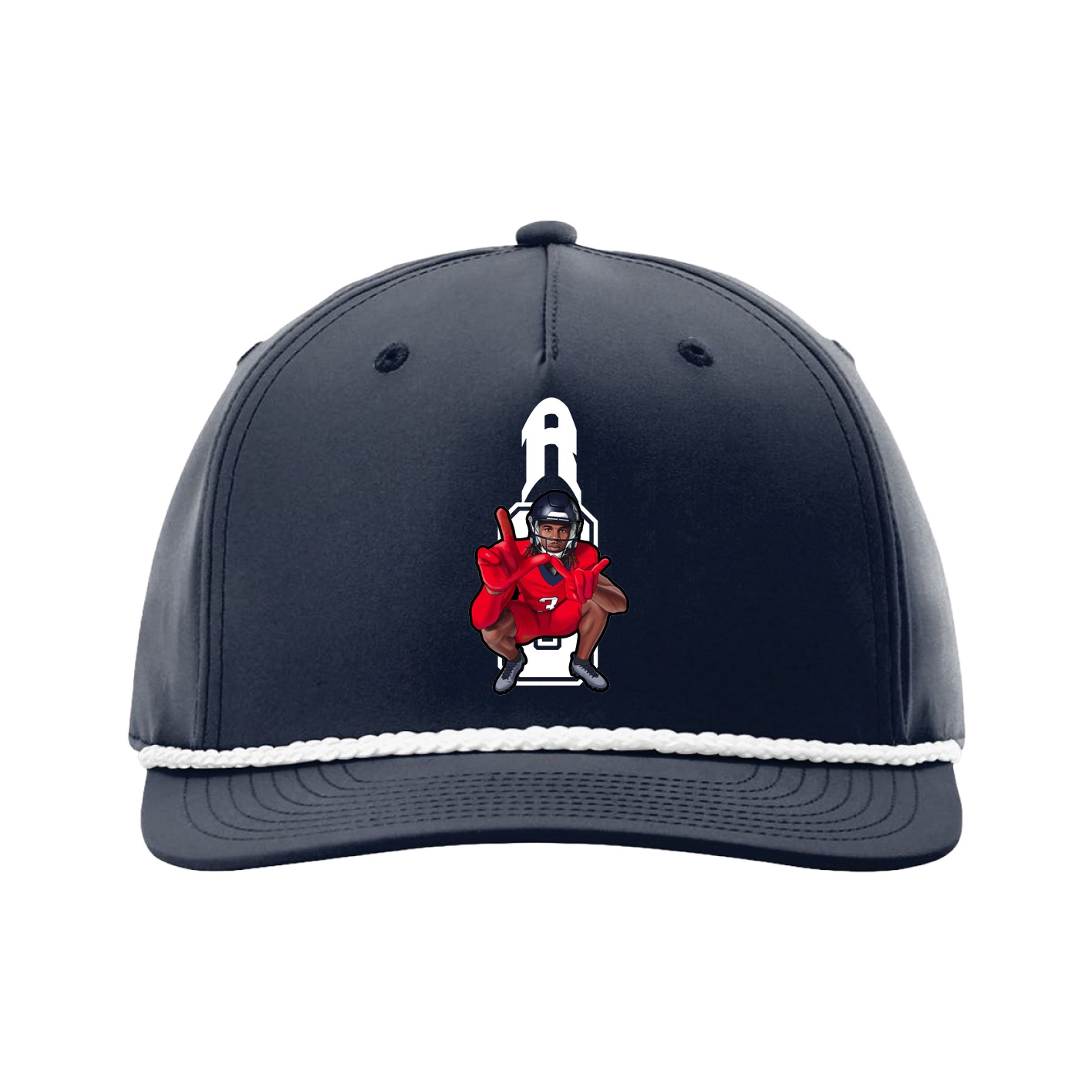 Five-Panel Classic Rope Cap — Number in Navy