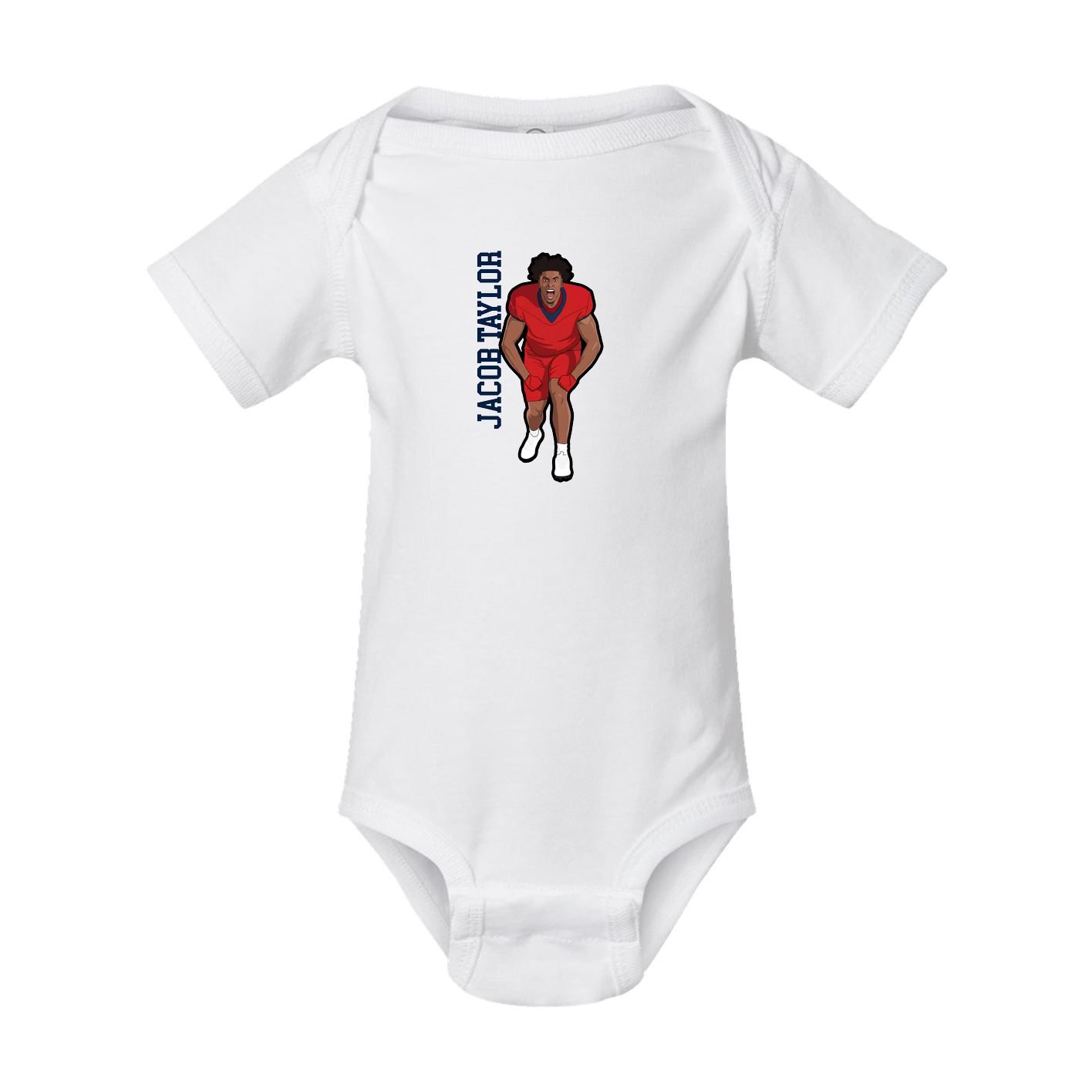Baby Onesie — Name Vertical in White