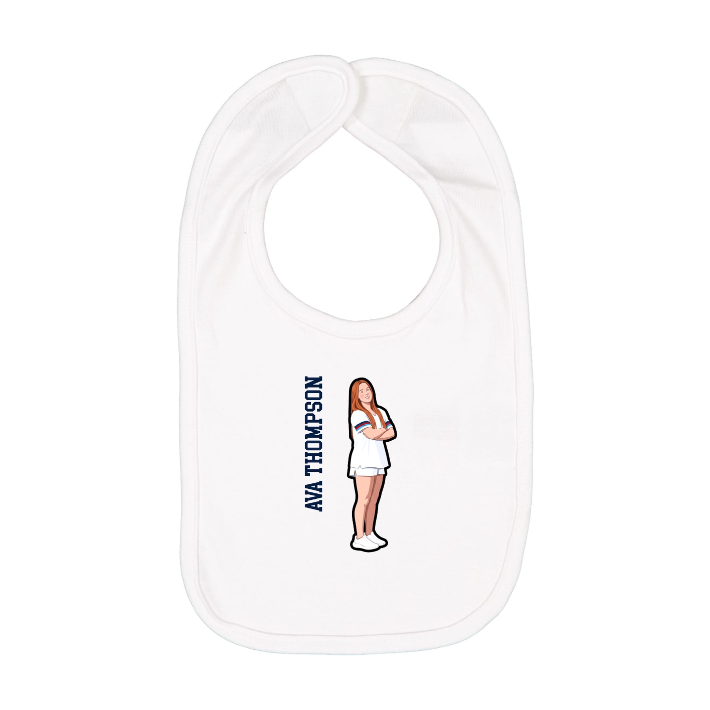Infant Bib — Name Vertical in White