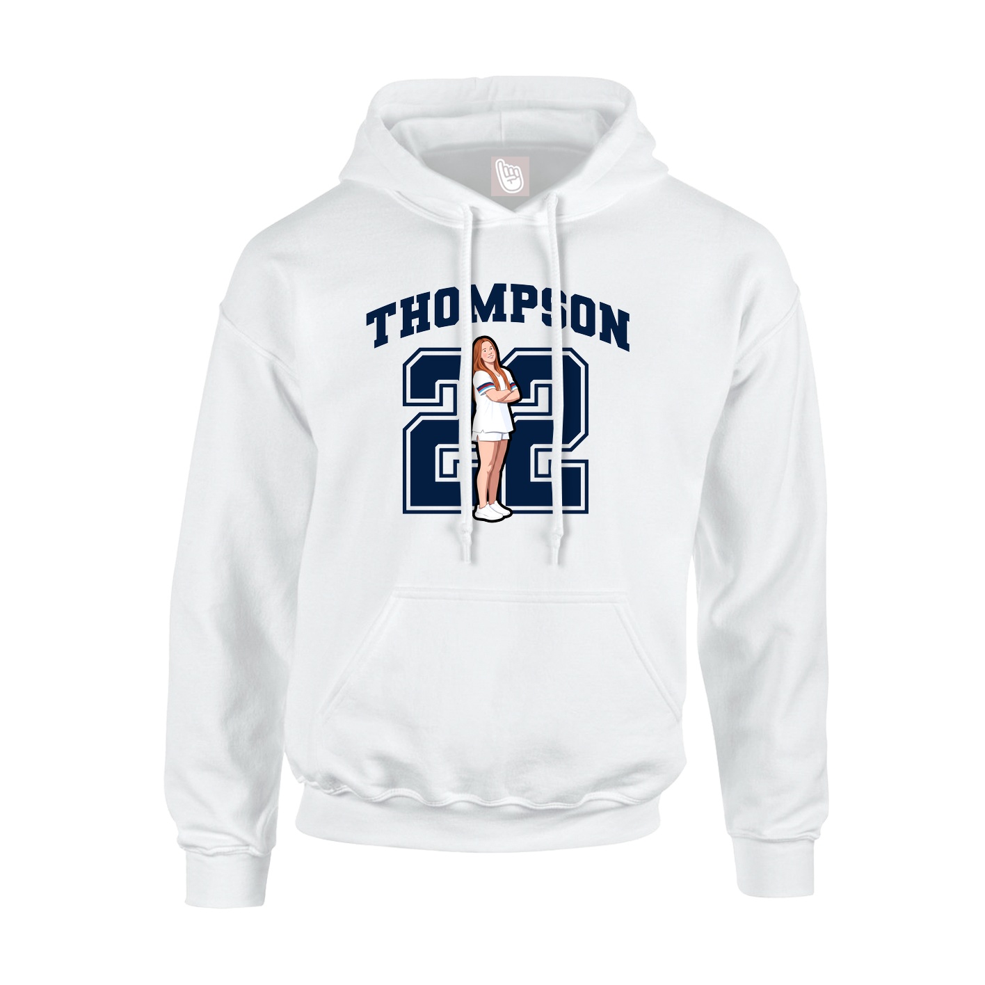 Hoodie — Number in White