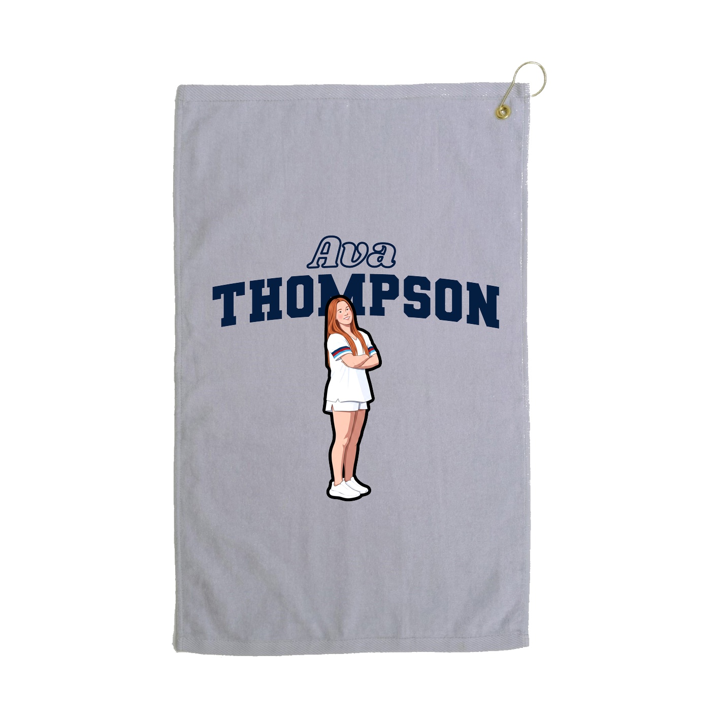 Golf Towel — Name Arch in Grey