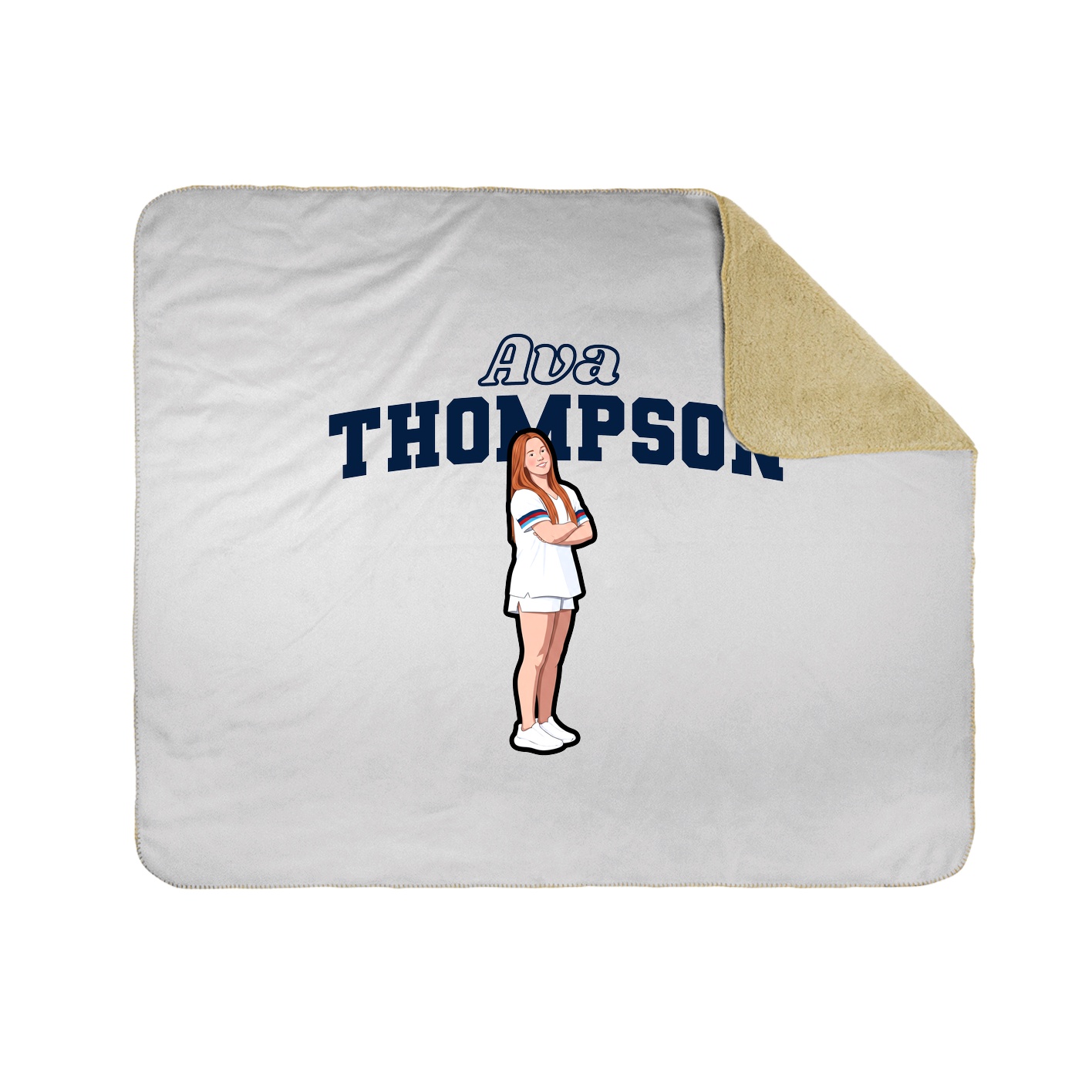 Throw Blanket — Name Arch in White