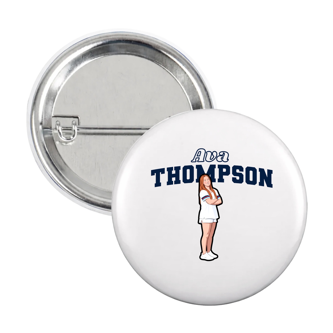 Game Day Button — Name Arch in White