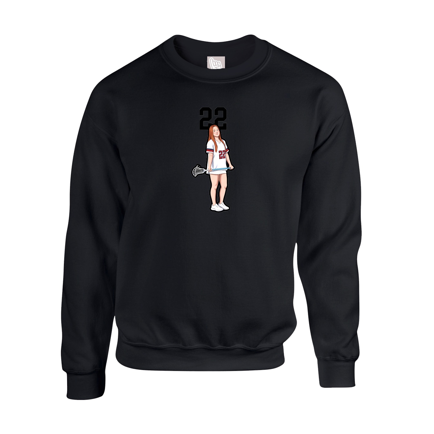 Fleece Crew — Number Top in Black