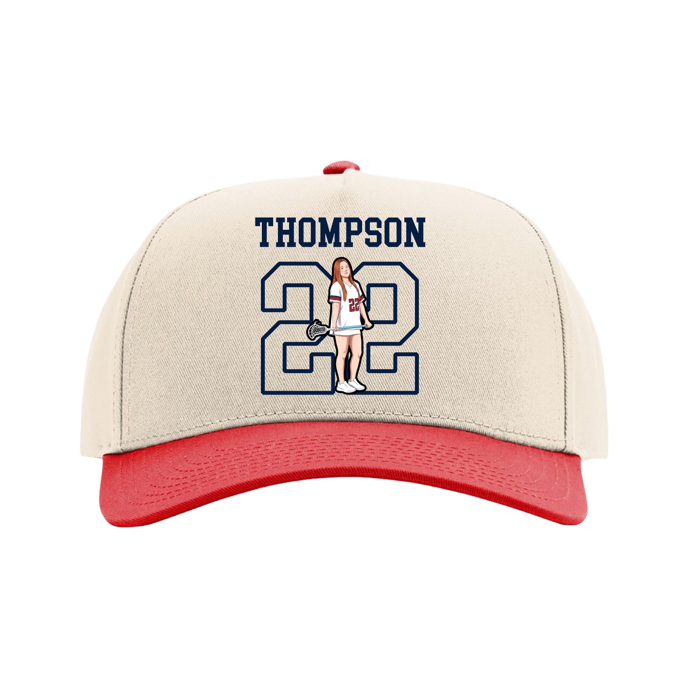 Full Fabric Five-Panel Champ Cap — Shirsey in Cream/Red