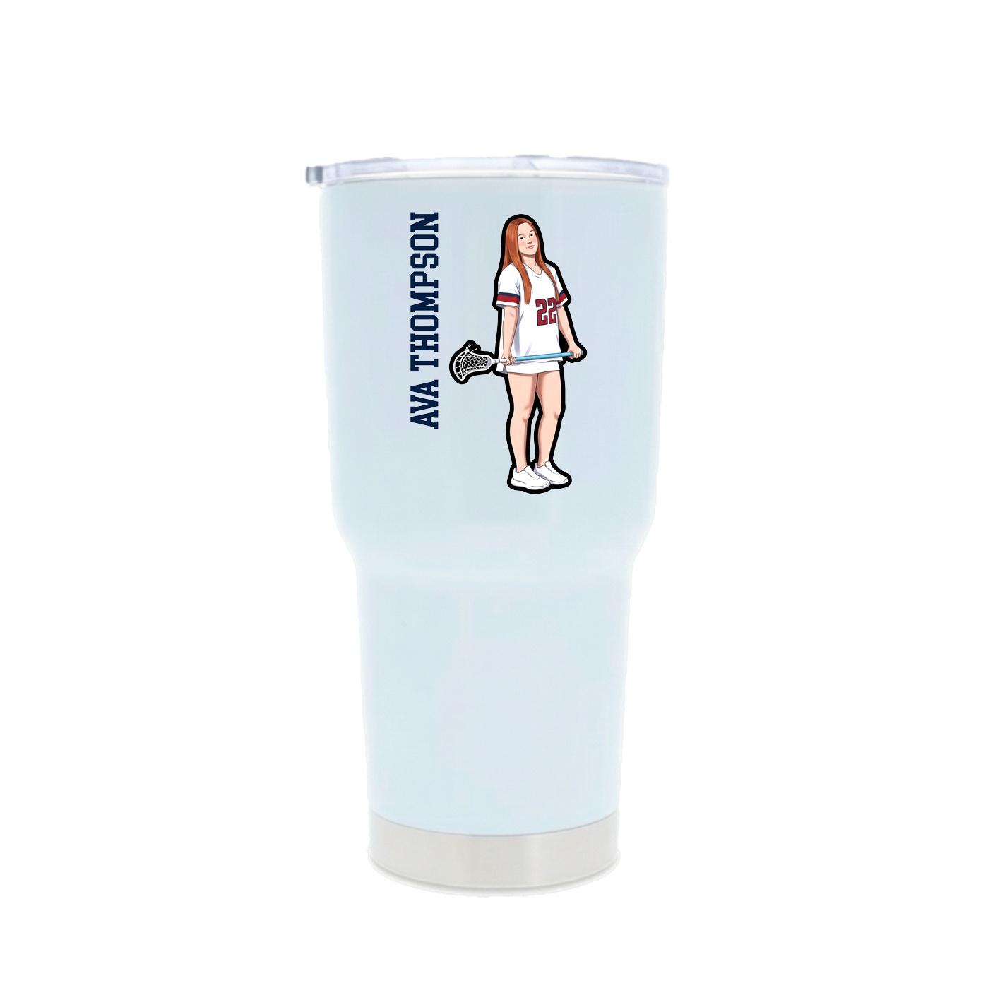 30oz Stainless Steel Tumbler — Name Vertical in White