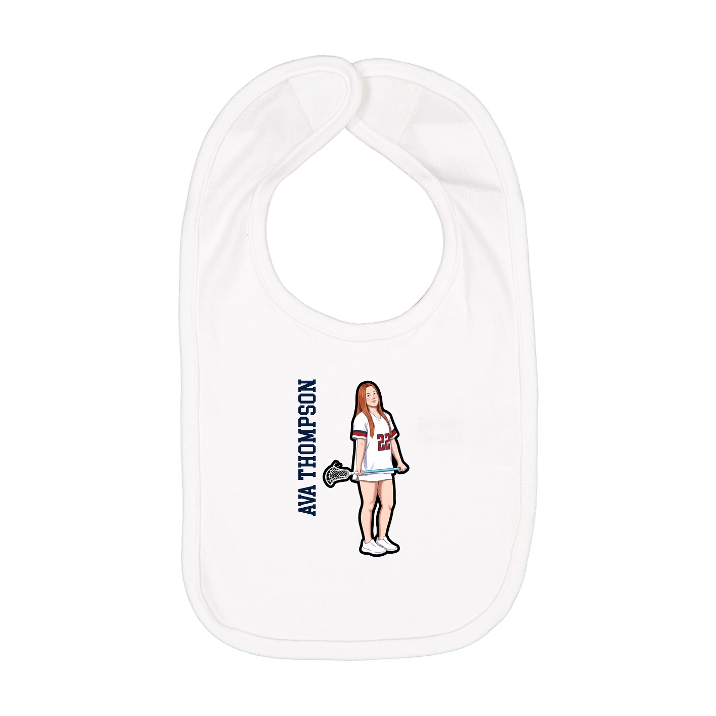 Infant Bib — Name Vertical in White