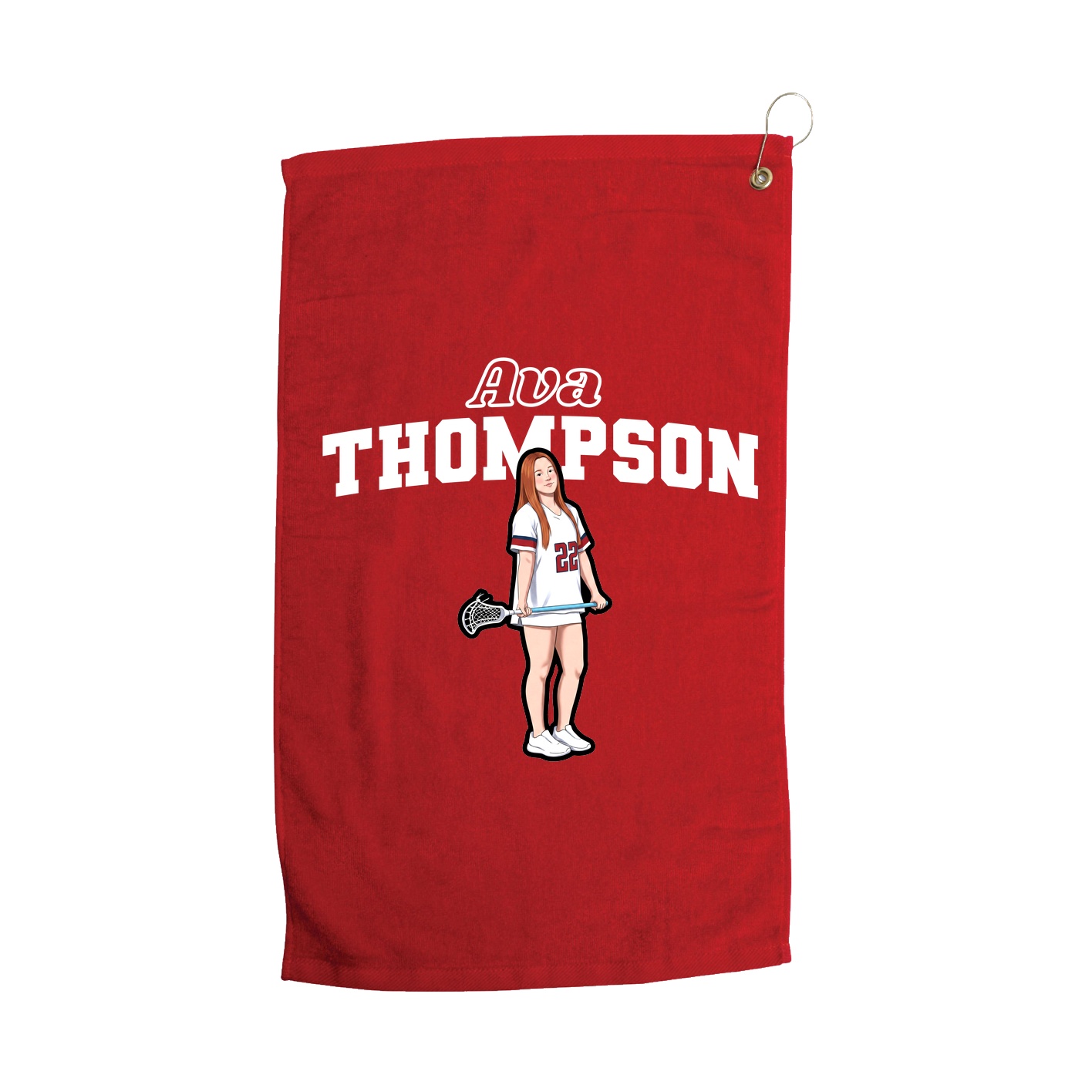 Golf Towel — Name Arch in Red