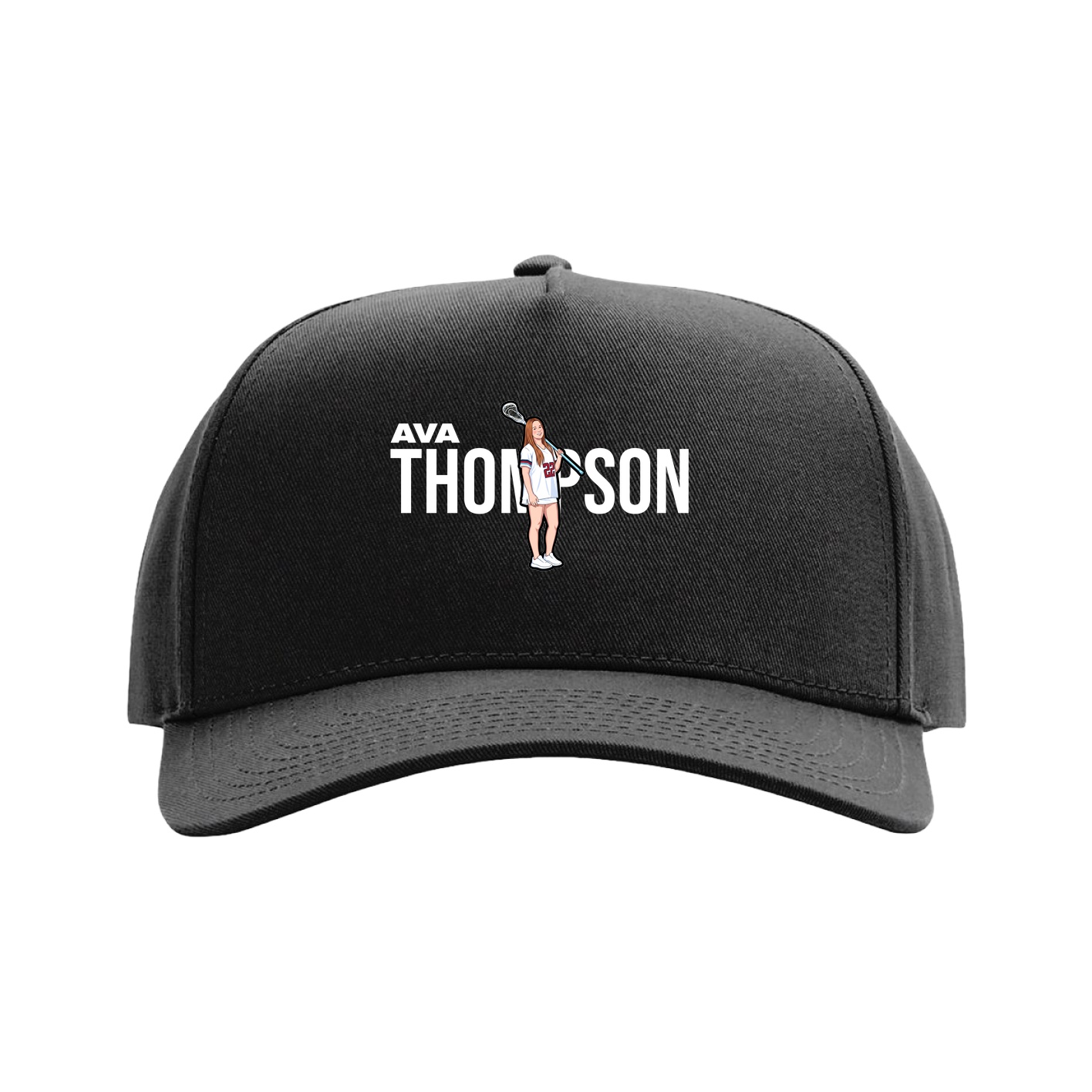 Full Fabric Five-Panel Champ Cap — Player Name in Black