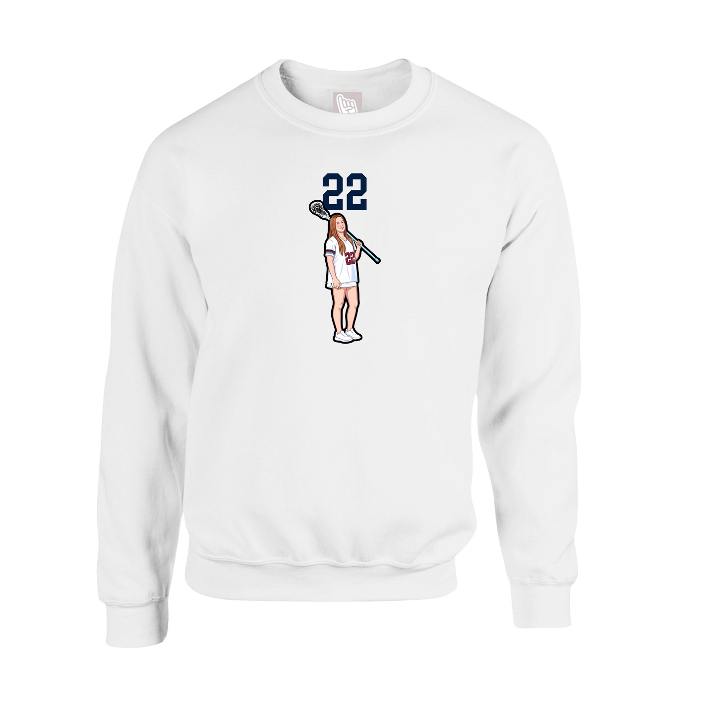 Fleece Crew — Number Top in White