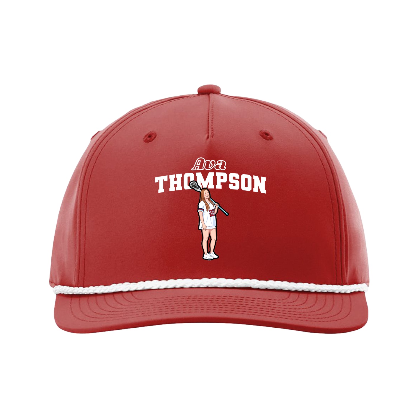 Five-Panel Classic Rope Cap — Name Arch in Red