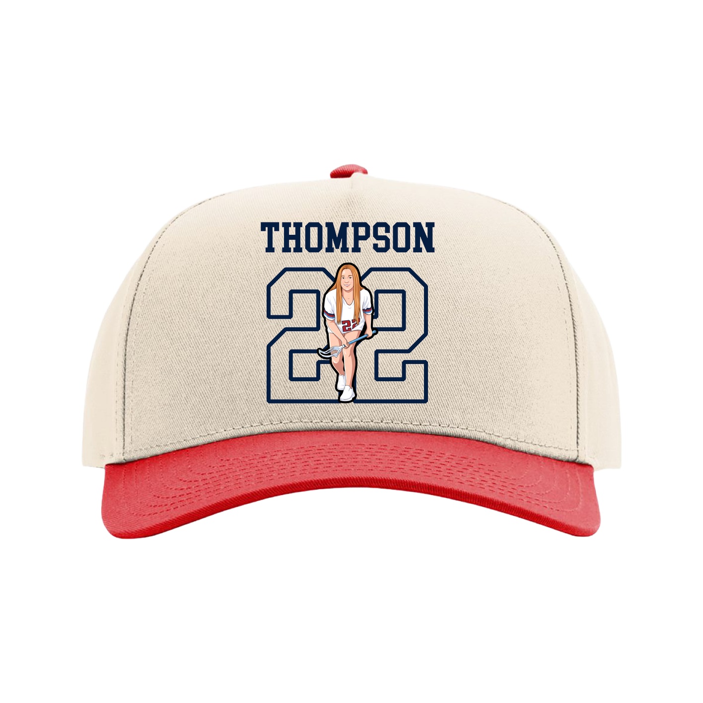 Full Fabric Five-Panel Champ Cap — Shirsey in Cream/Red