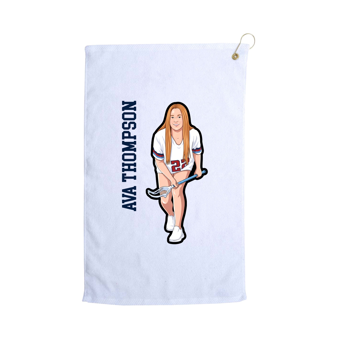 Golf Towel — Name Vertical in White