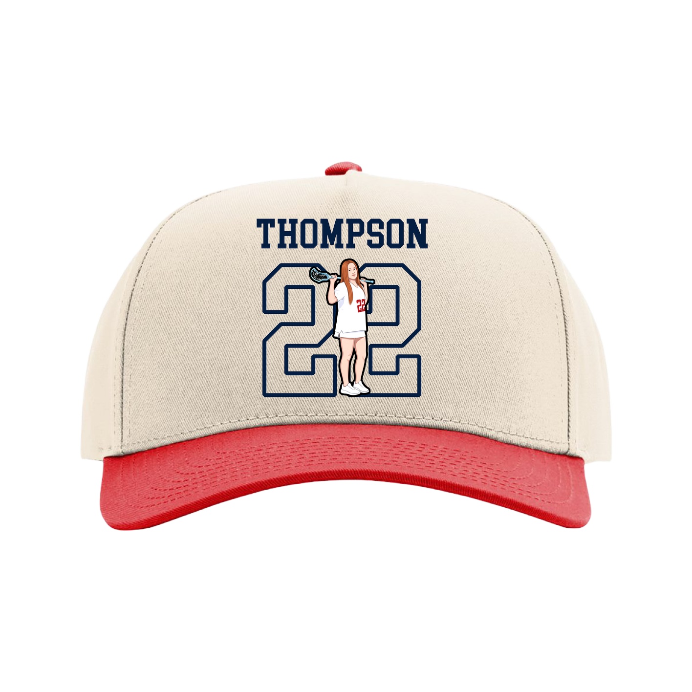 Full Fabric Five-Panel Champ Cap — Shirsey in Cream/Red
