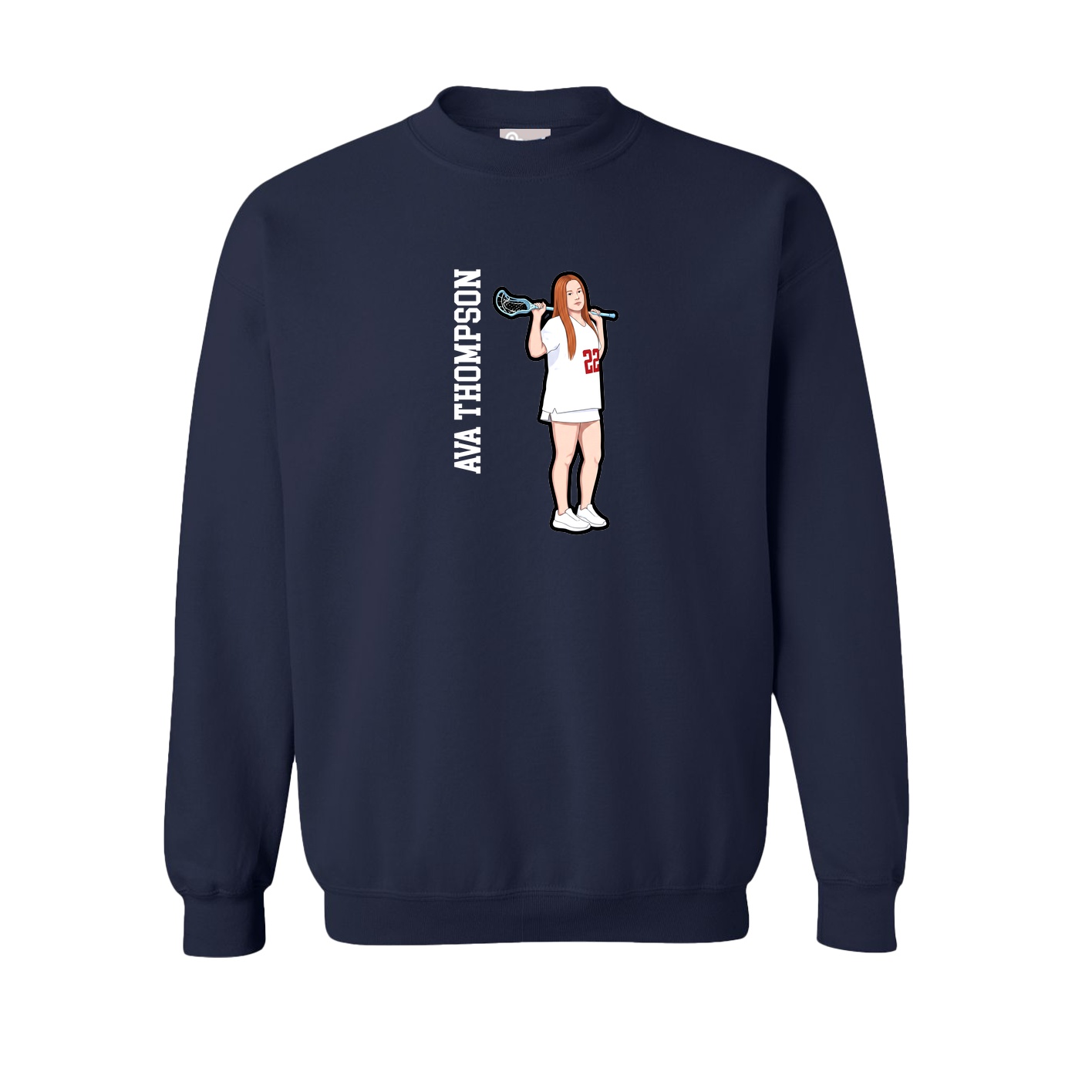 Fleece Crew — Name Vertical in Navy