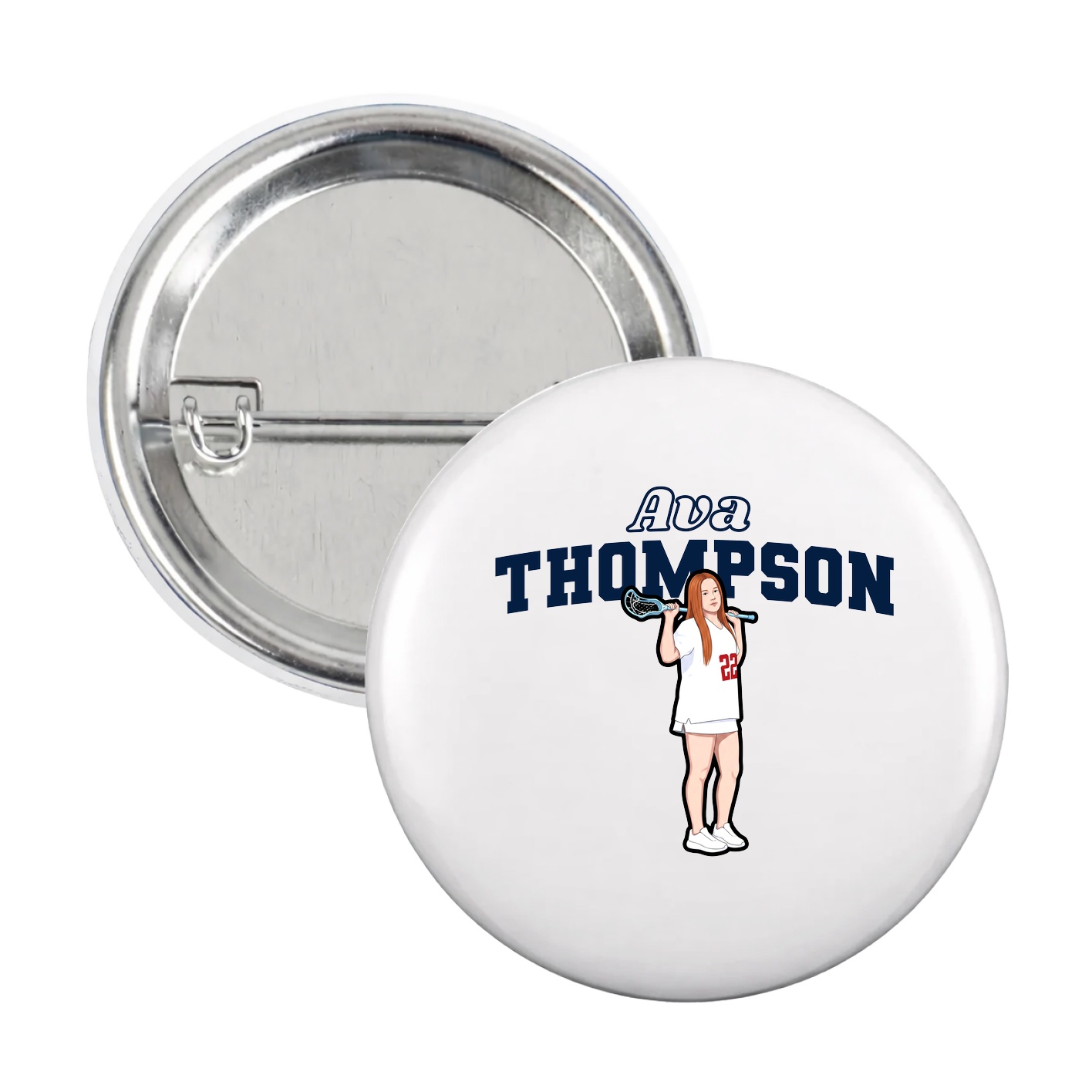 Game Day Button — Name Arch in White