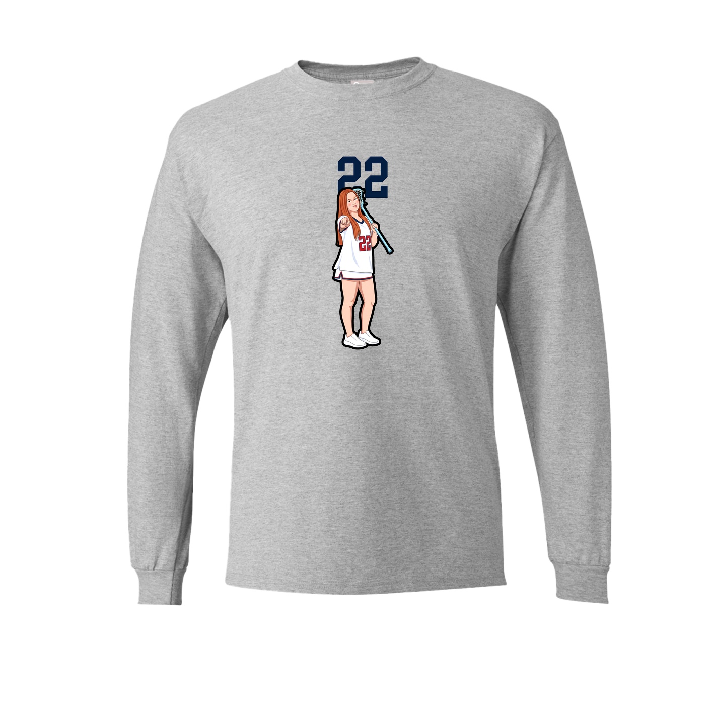 Long Sleeve Tee — Number Top in Grey