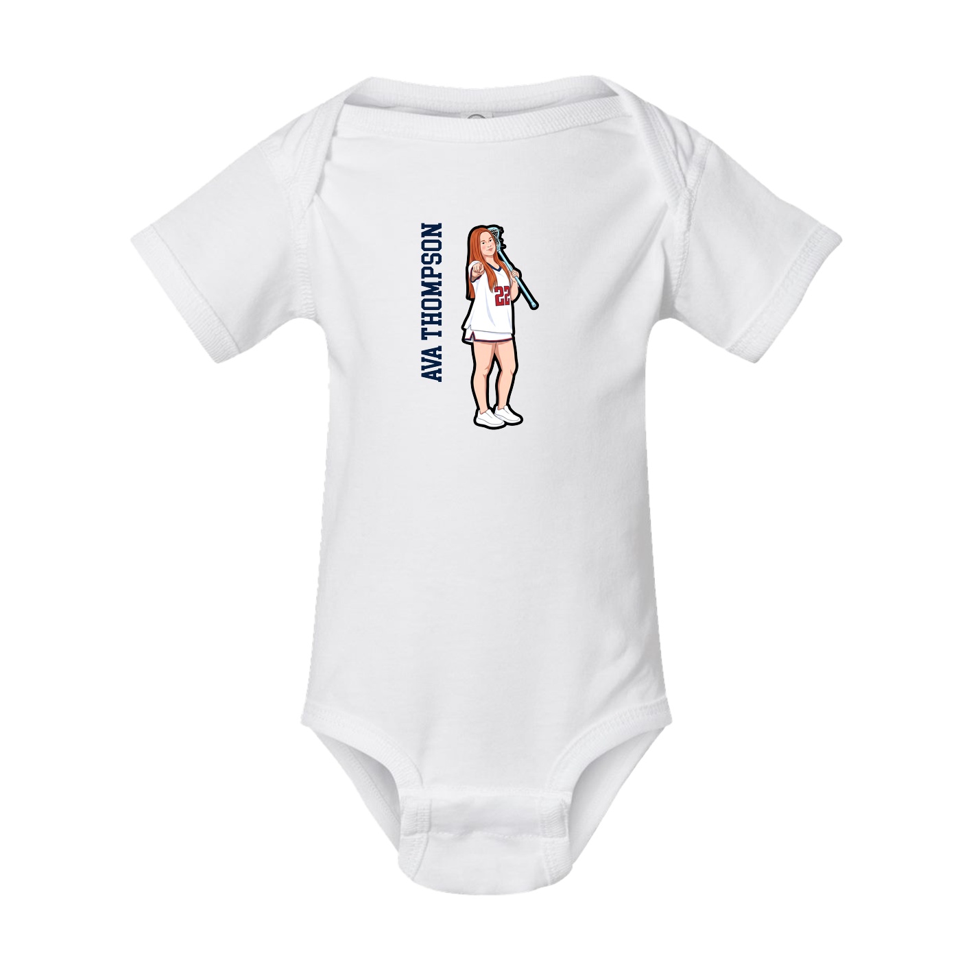 Baby Onesie — Name Vertical in White
