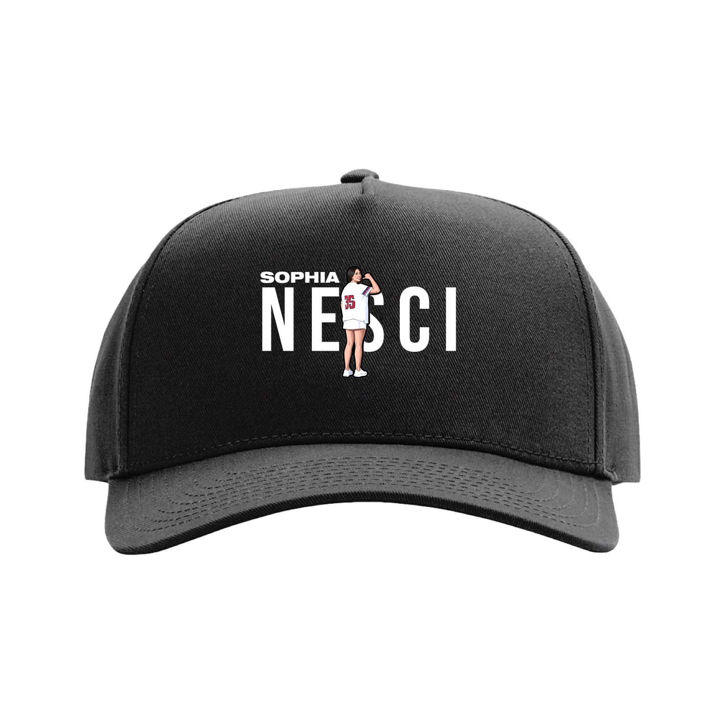 Full Fabric Five-Panel Champ Cap — Player Name in Black