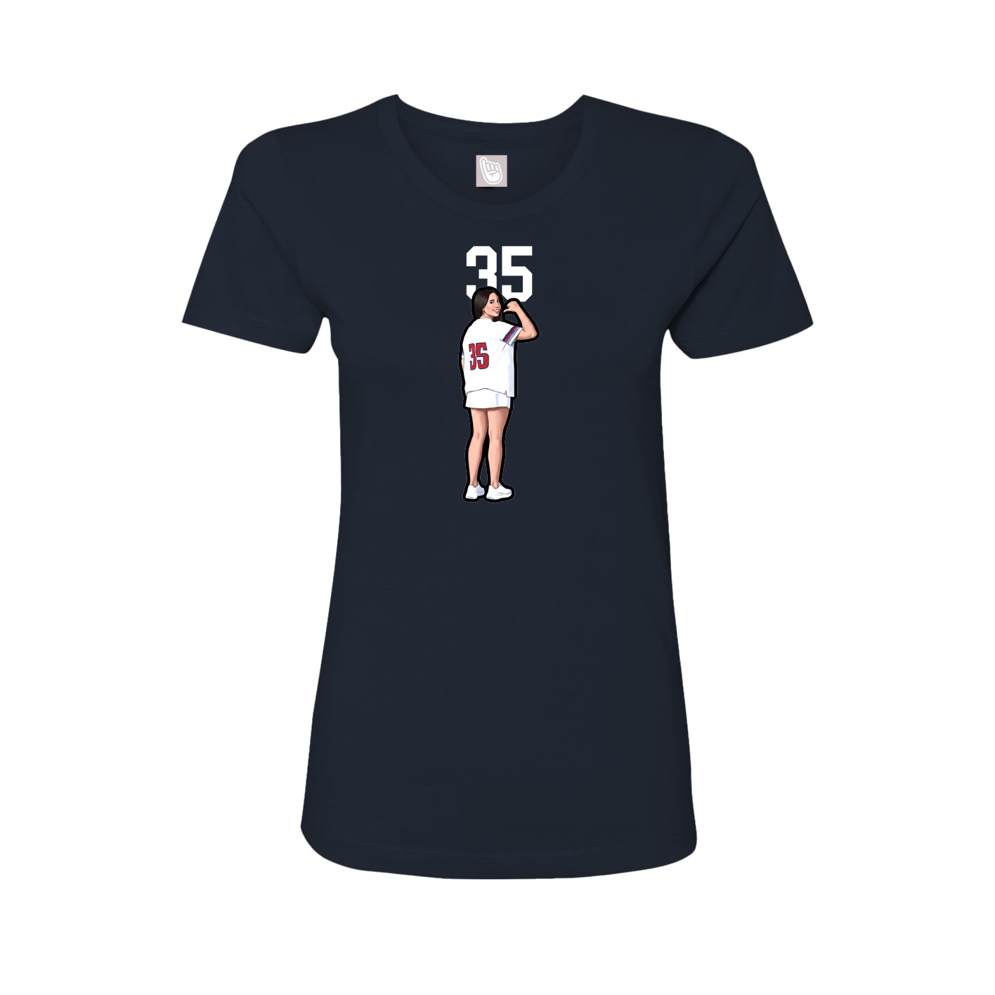 Fitted Women's Tee — Number Top in Navy