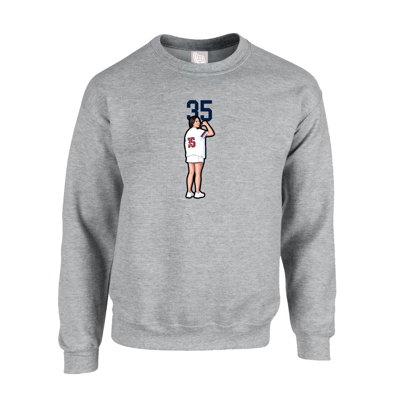 Fleece Crew — Number Top in Grey