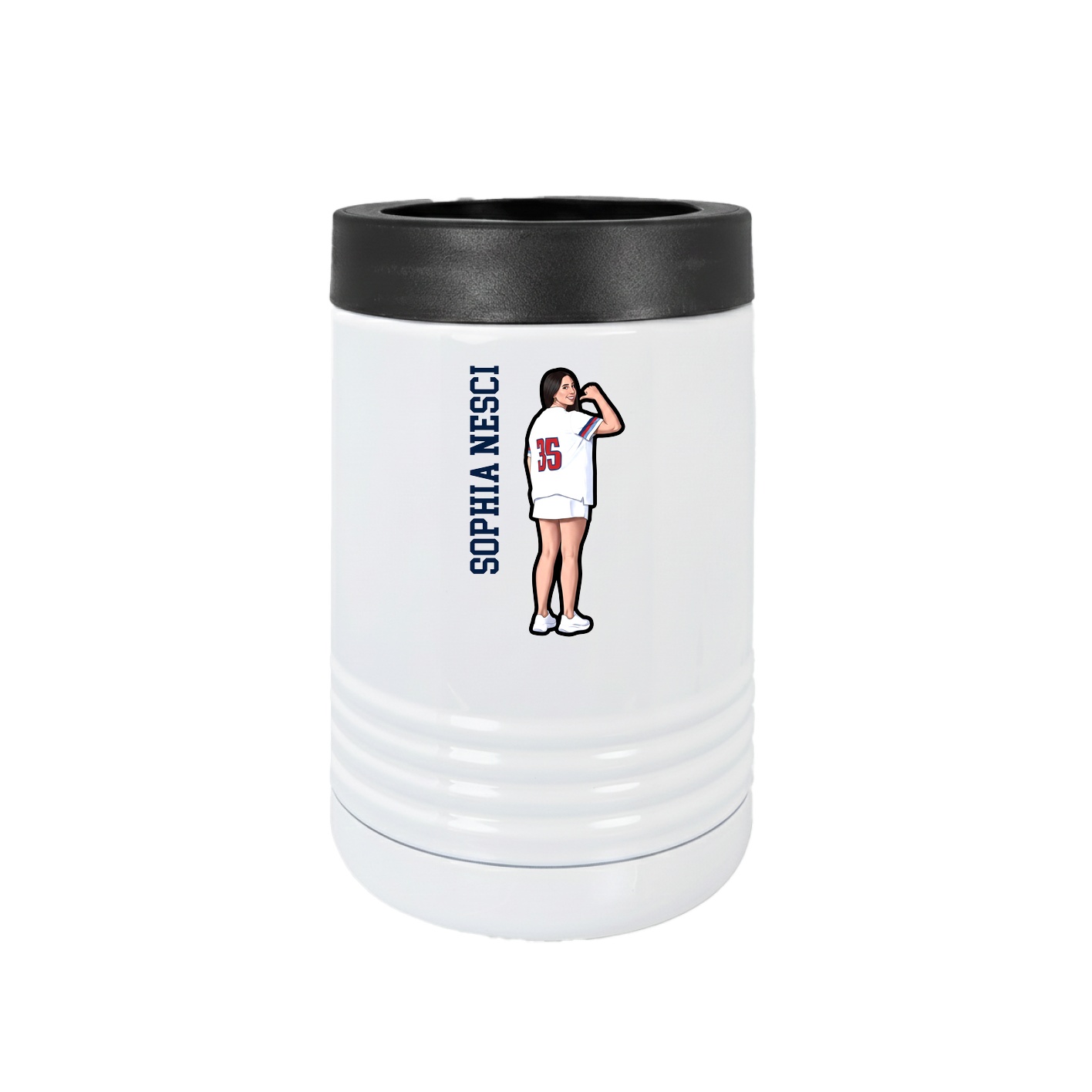 Beverage Holder — Name Vertical in White