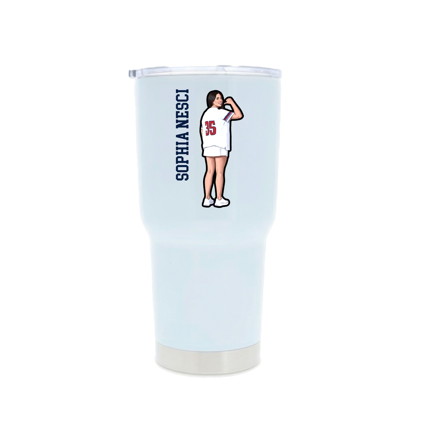 30oz Stainless Steel Tumbler — Name Vertical in White