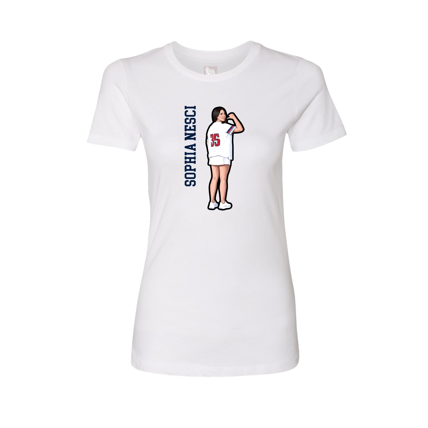 Fitted Women's Tee — Name Vertical in White