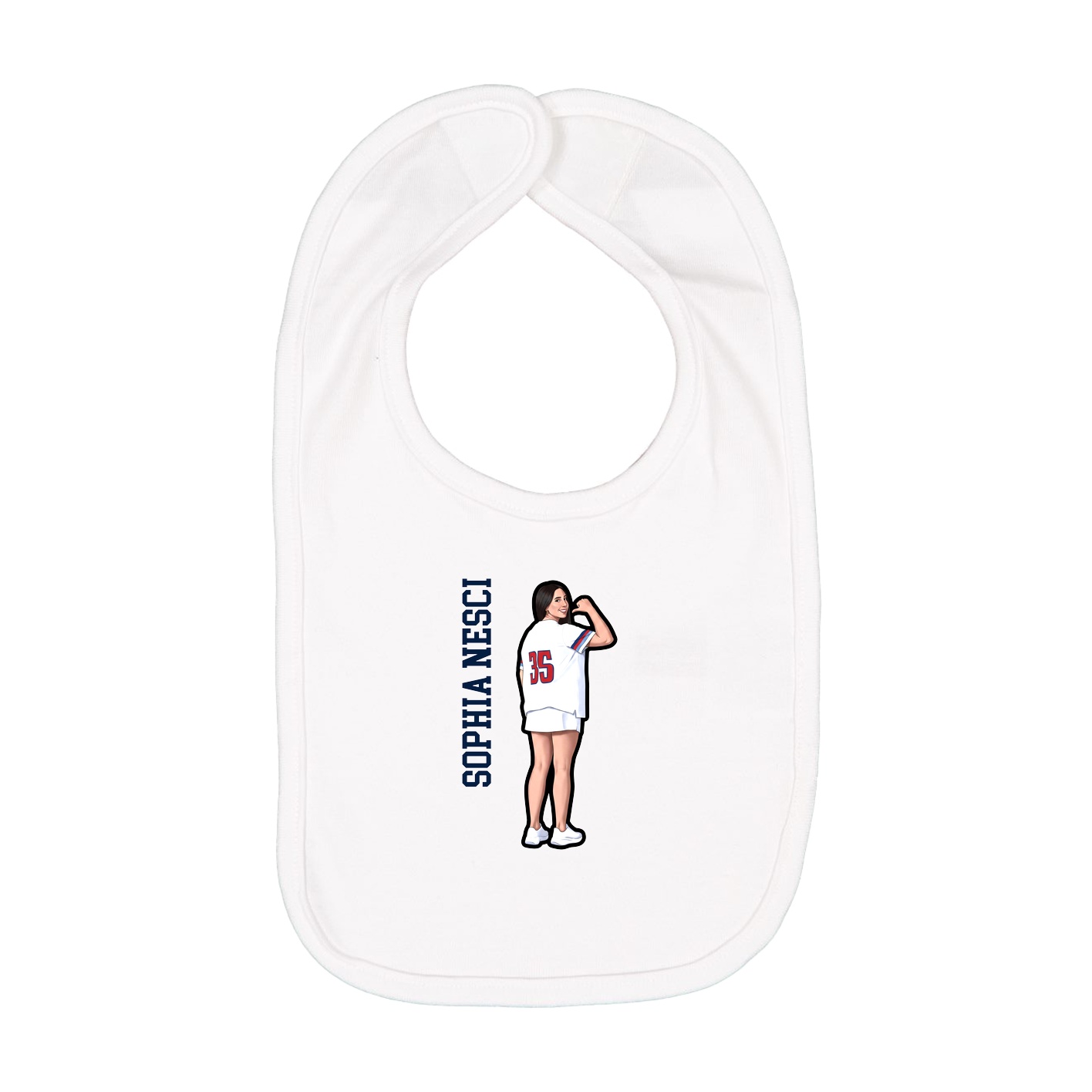 Infant Bib — Name Vertical in White