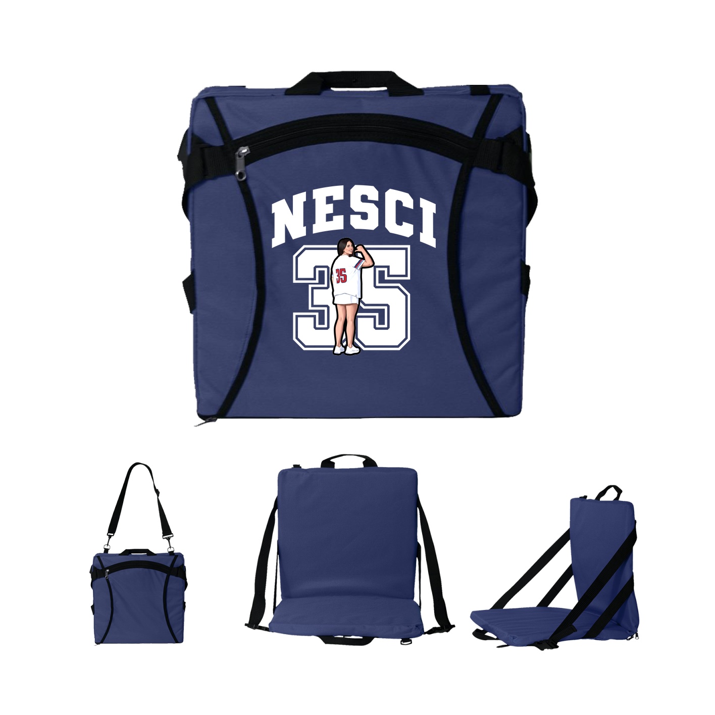 Folding Stadium Seat — Number in Navy