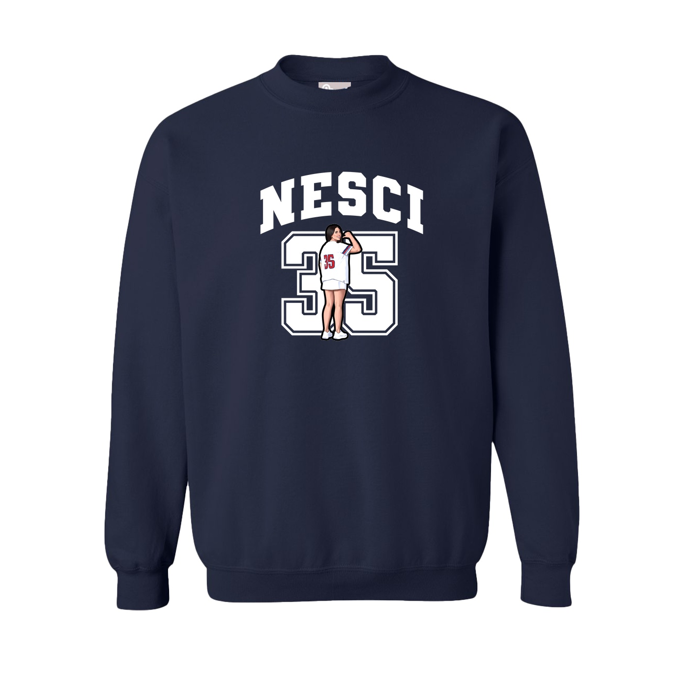Fleece Crew — Number in Navy