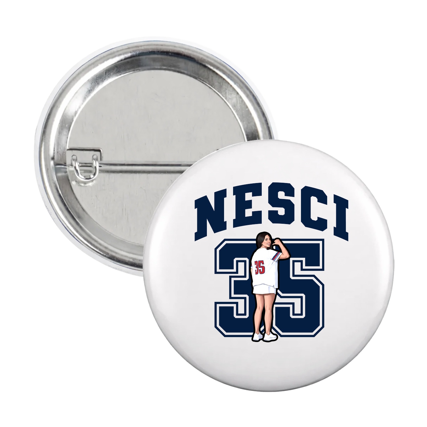 Game Day Button — Number in White