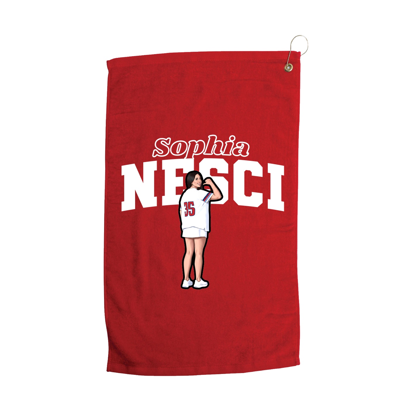 Golf Towel — Name Arch in Red
