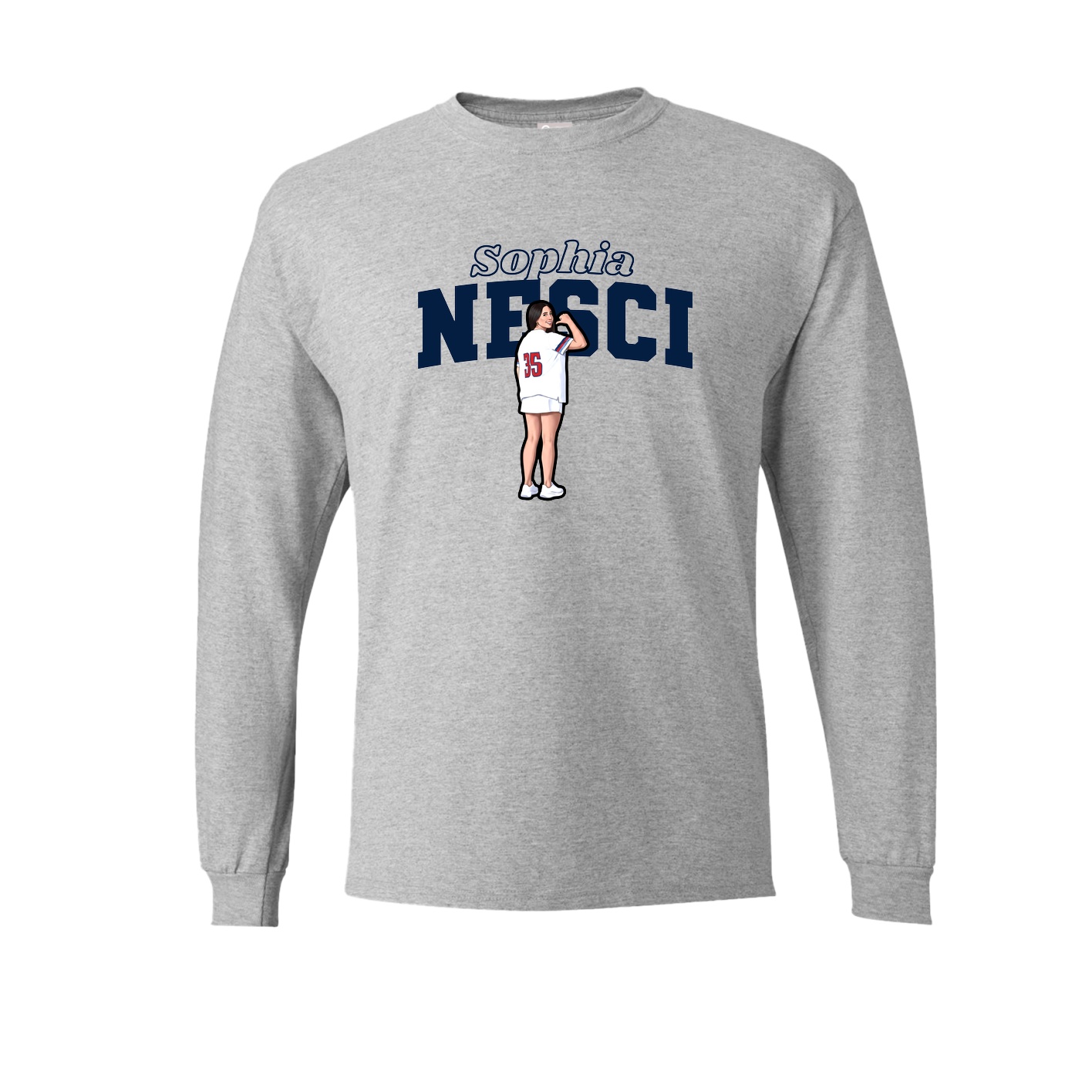 Long Sleeve Tee — Name Arch in Grey