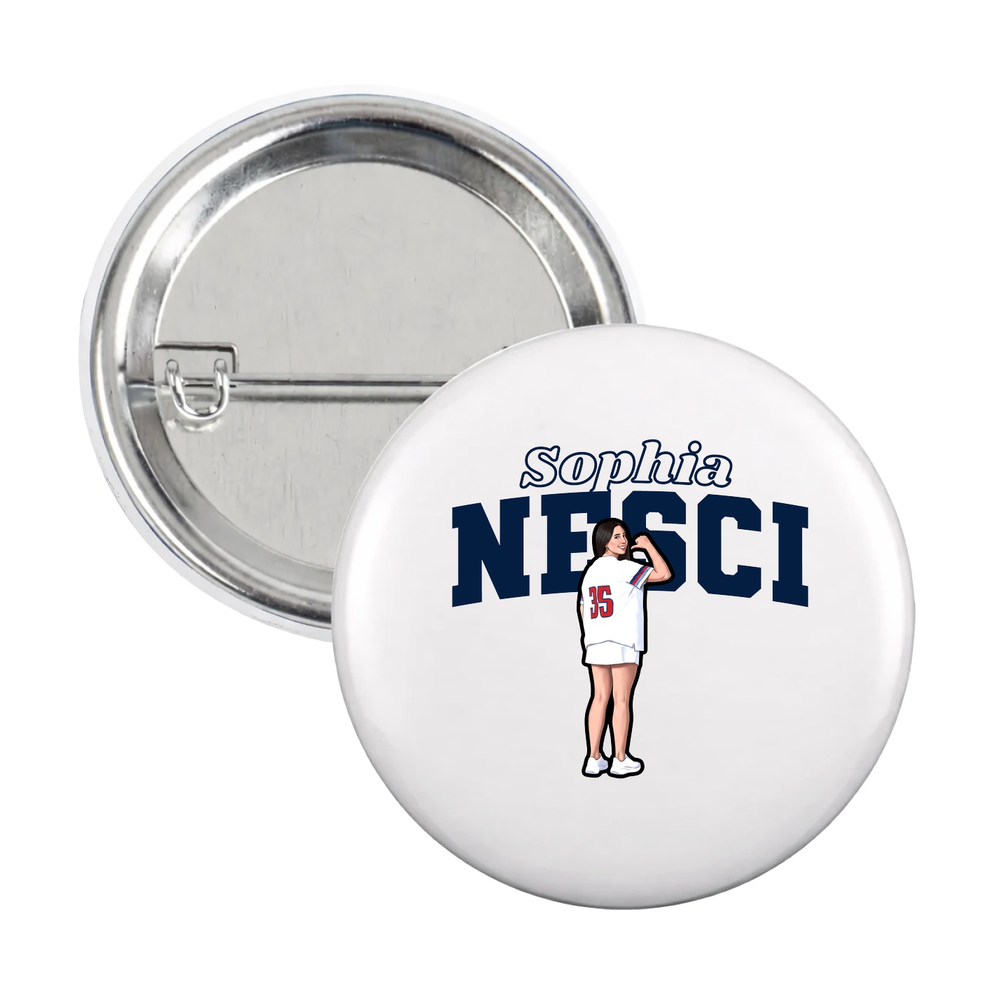 Game Day Button — Name Arch in White