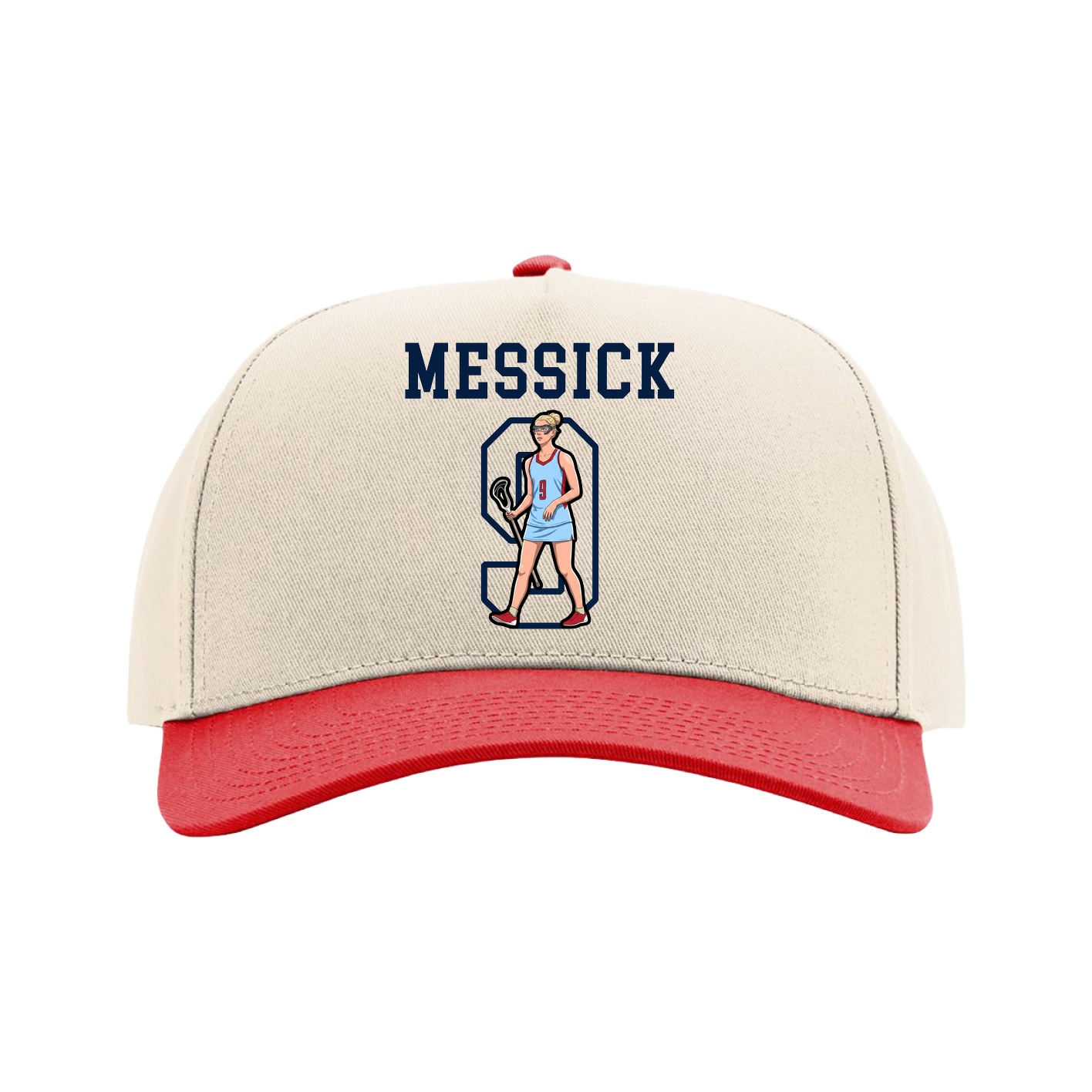 Full Fabric Five-Panel Champ Cap — Shirsey in Cream/Red