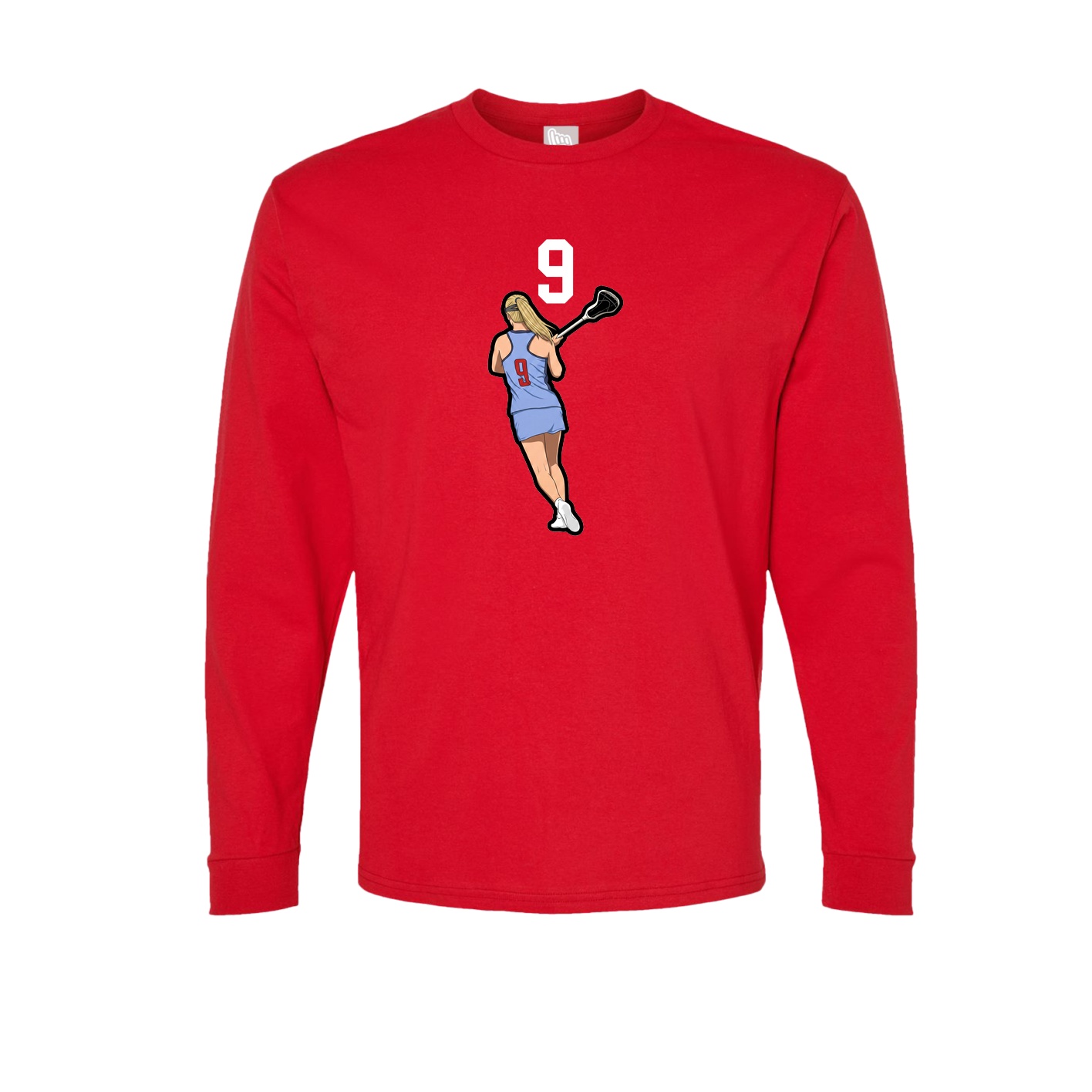 Long Sleeve Tee — Number Top in Red