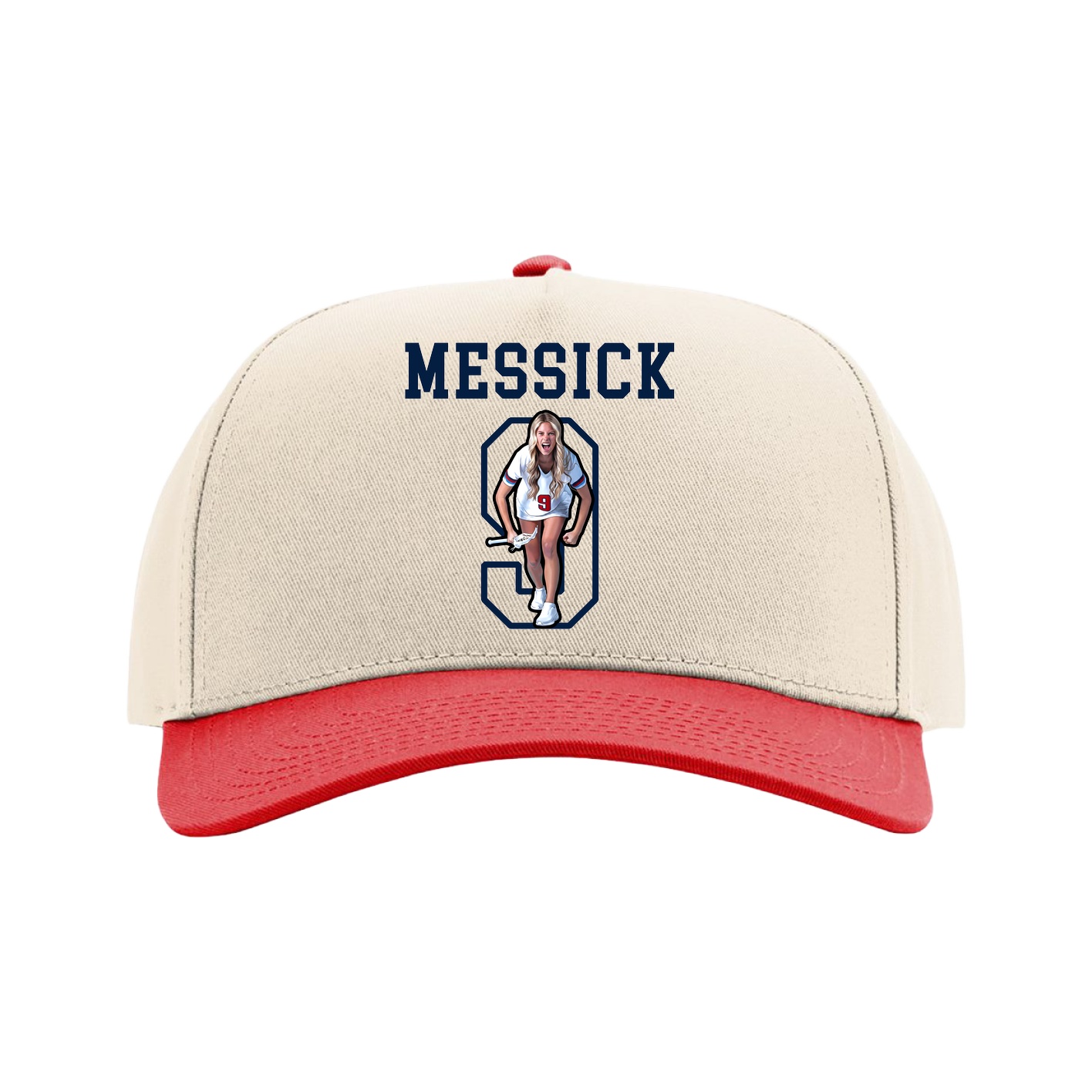 Full Fabric Five-Panel Champ Cap — Shirsey in Cream/Red
