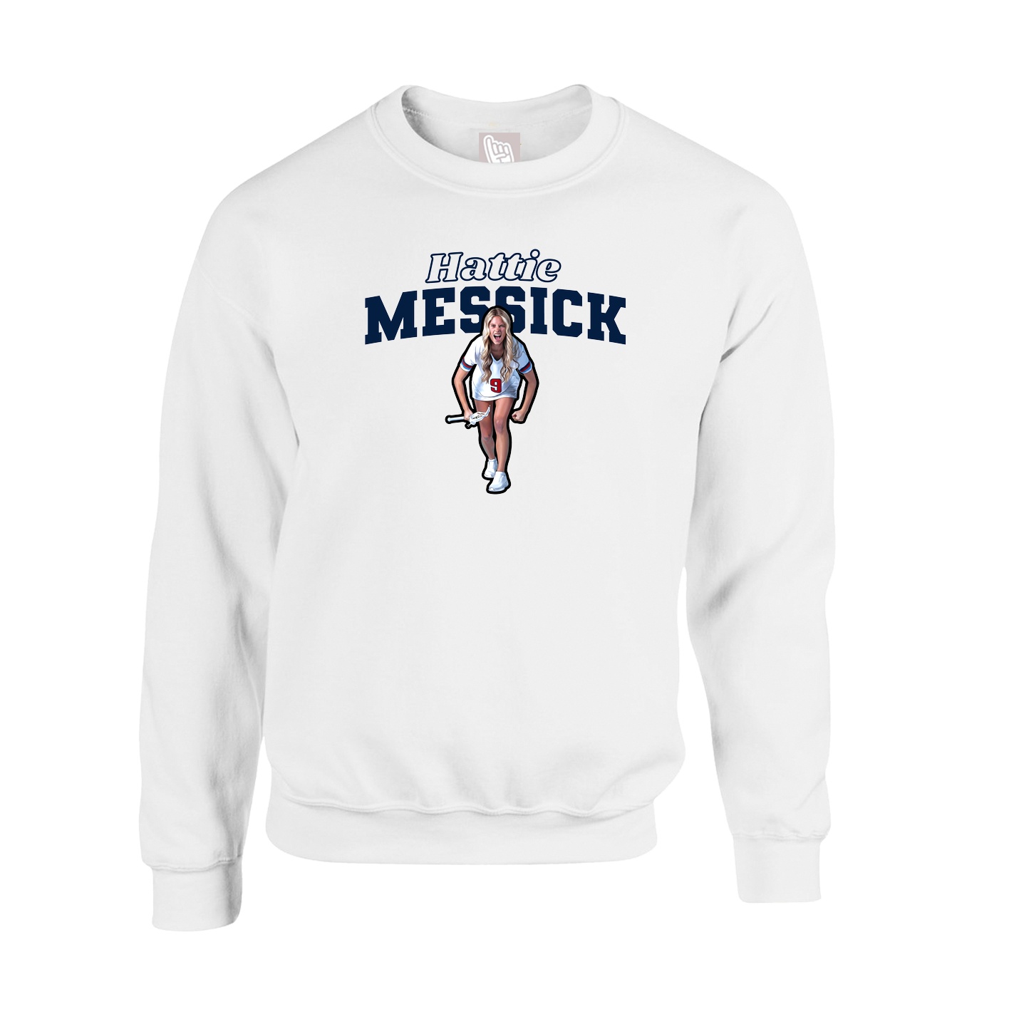 Fleece Crew — Name Arch in White