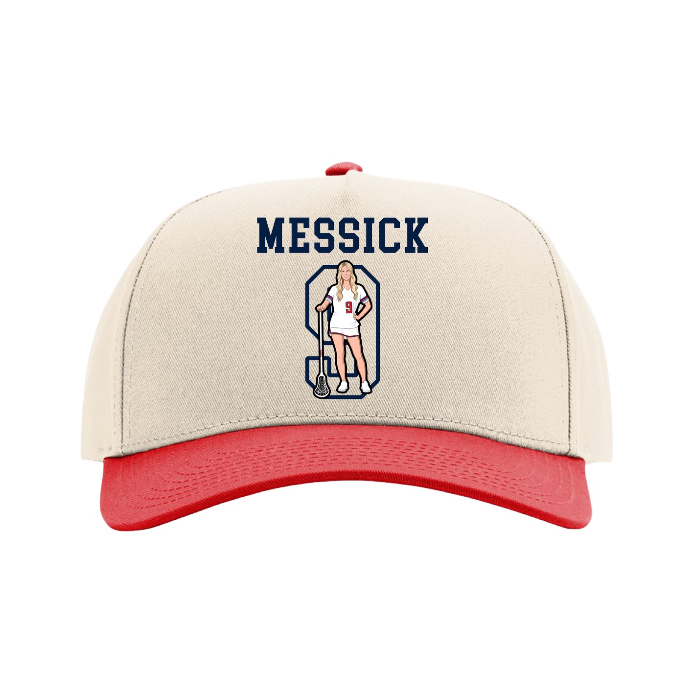 Full Fabric Five-Panel Champ Cap — Shirsey in Cream/Red