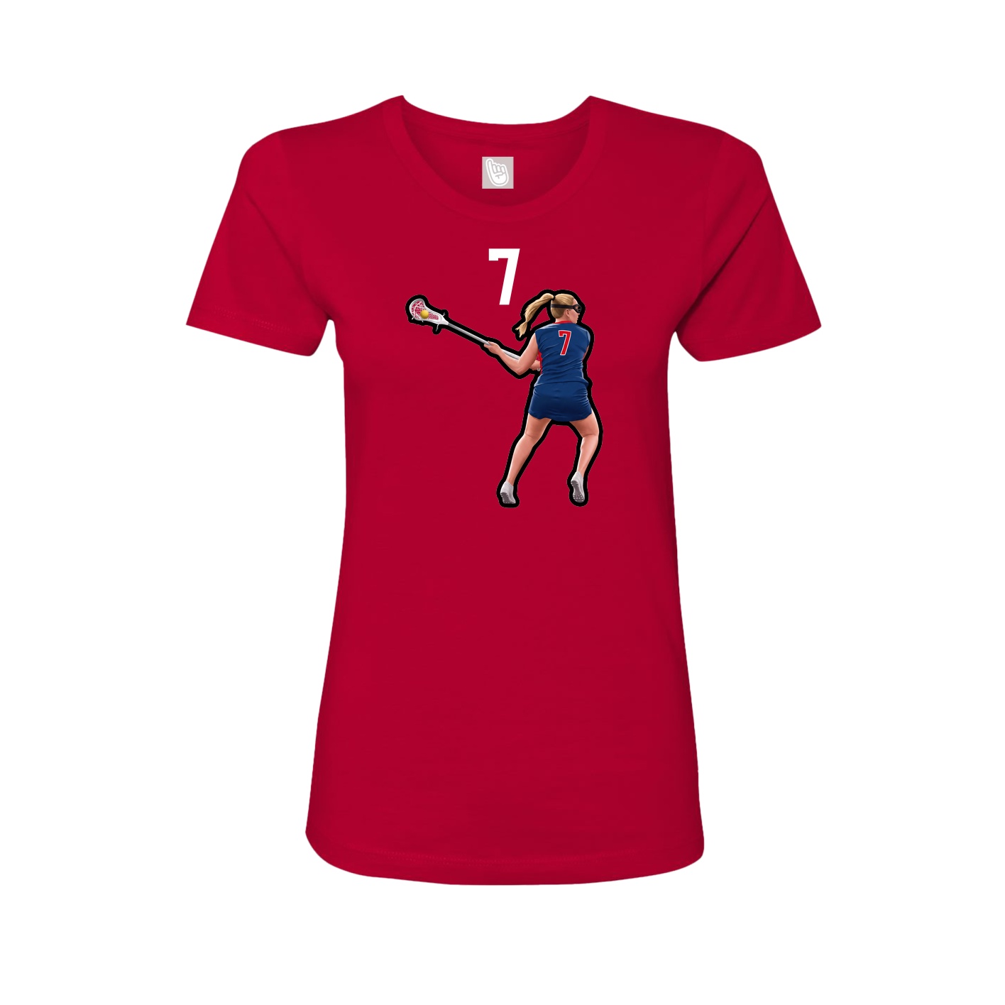 Fitted Women's Tee — Number Top in Red