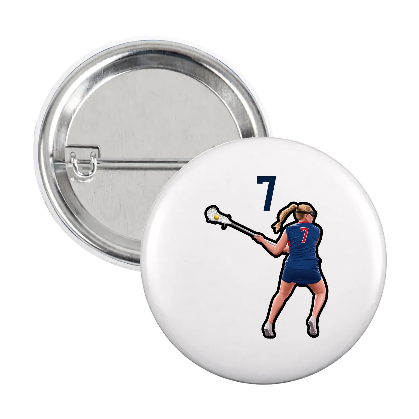 Game Day Button — Number Top in White
