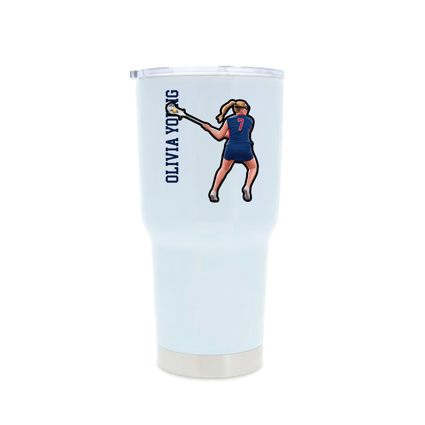 30oz Stainless Steel Tumbler — Name Vertical in White