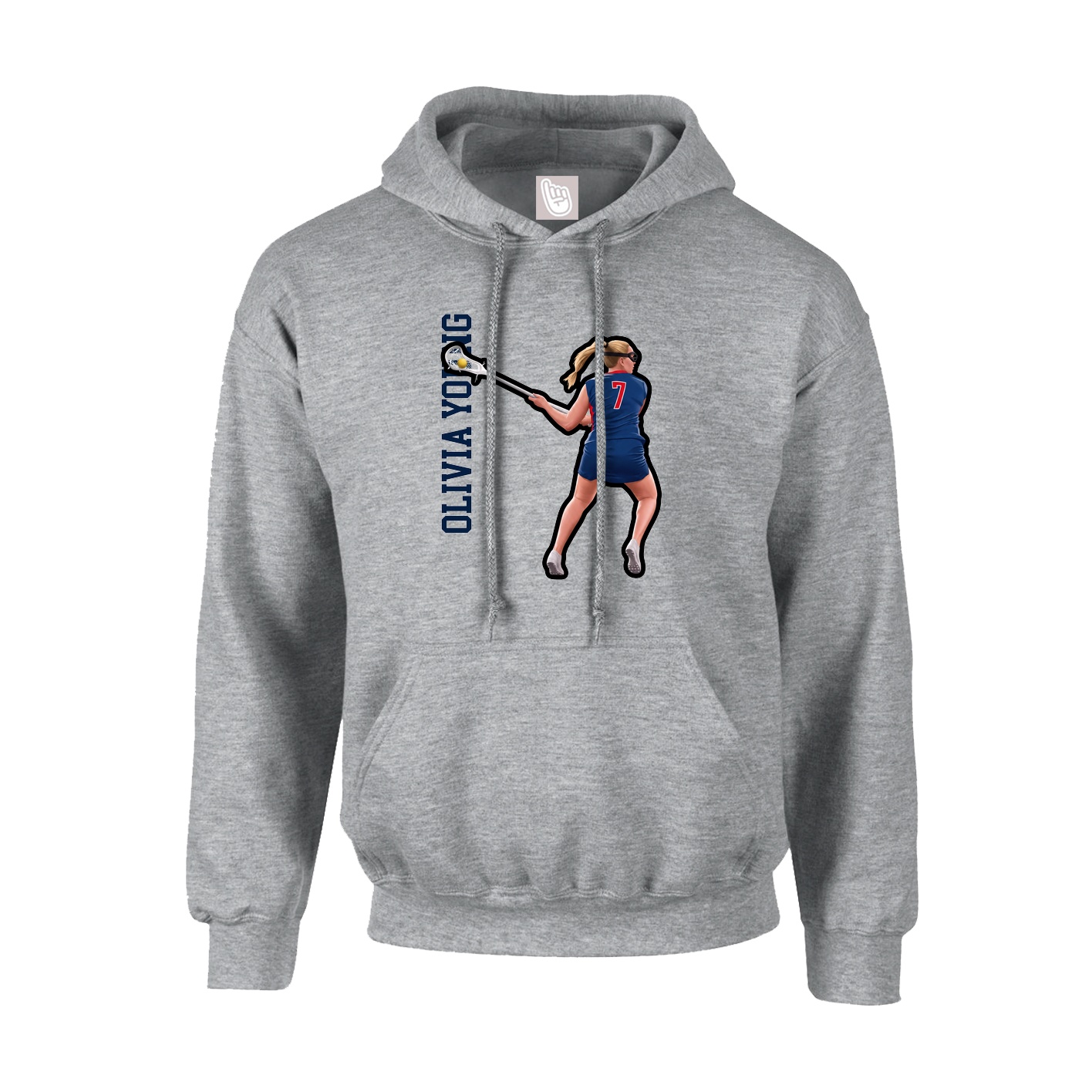 Hoodie — Name Vertical in Grey