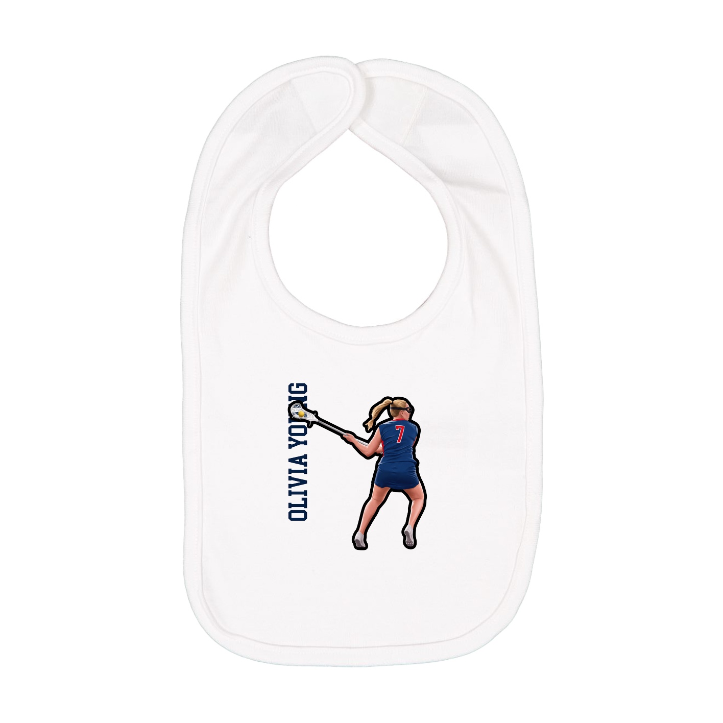 Infant Bib — Name Vertical in White
